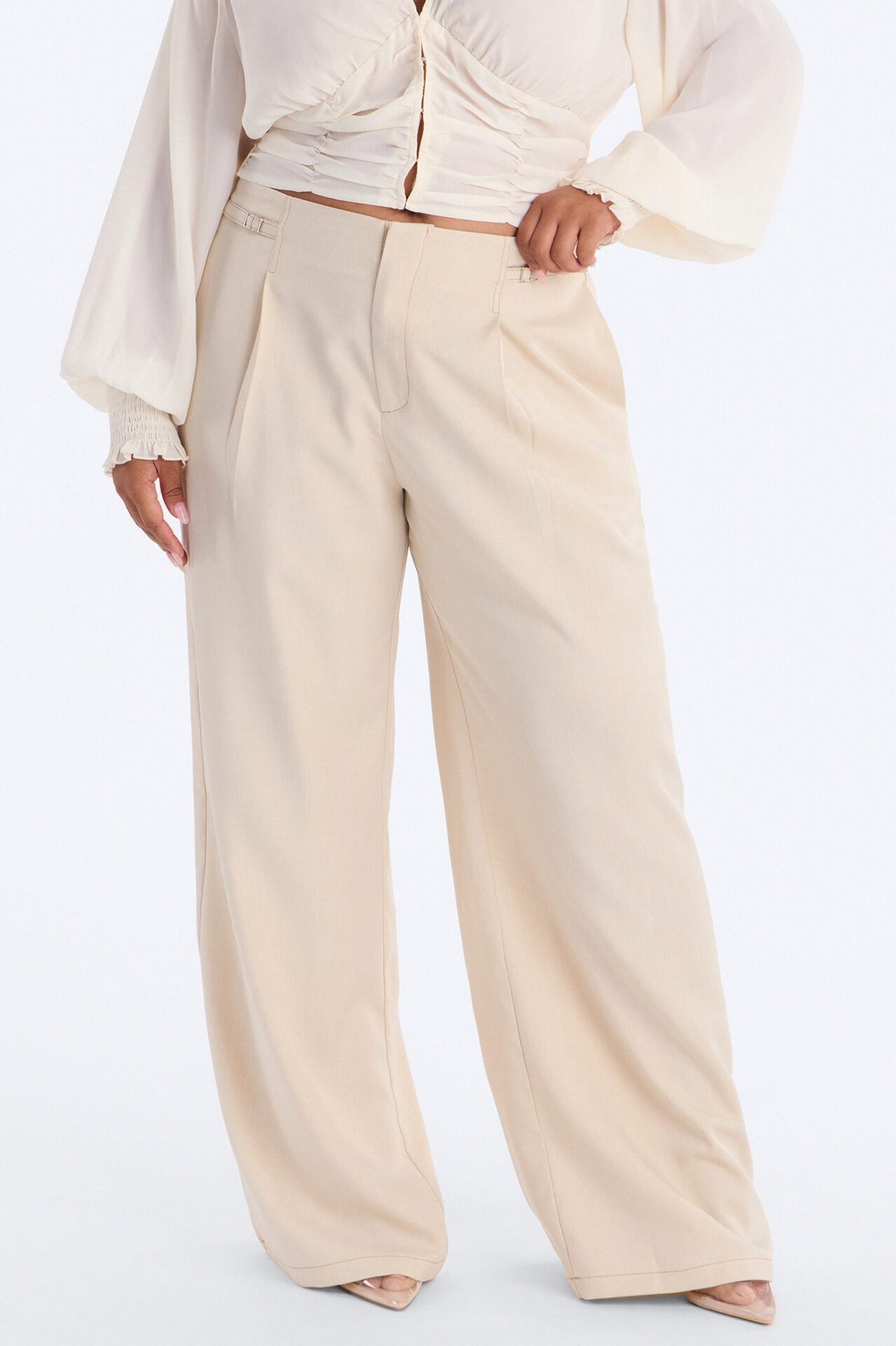Angela High Rise Trouser Pant 33″ - Stone