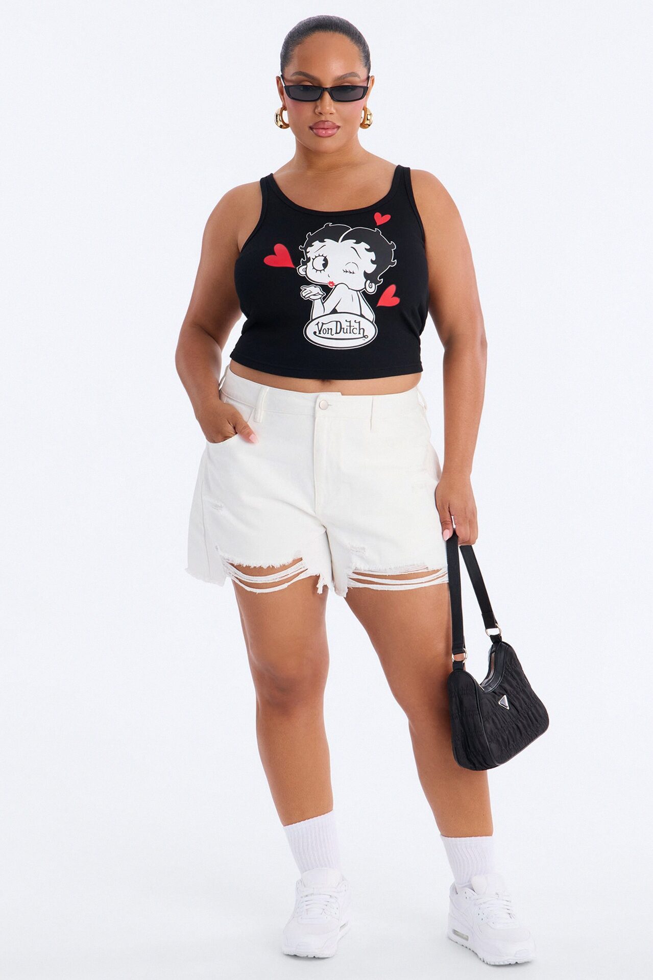 Cant Resist Ripped Denim Shorts - White