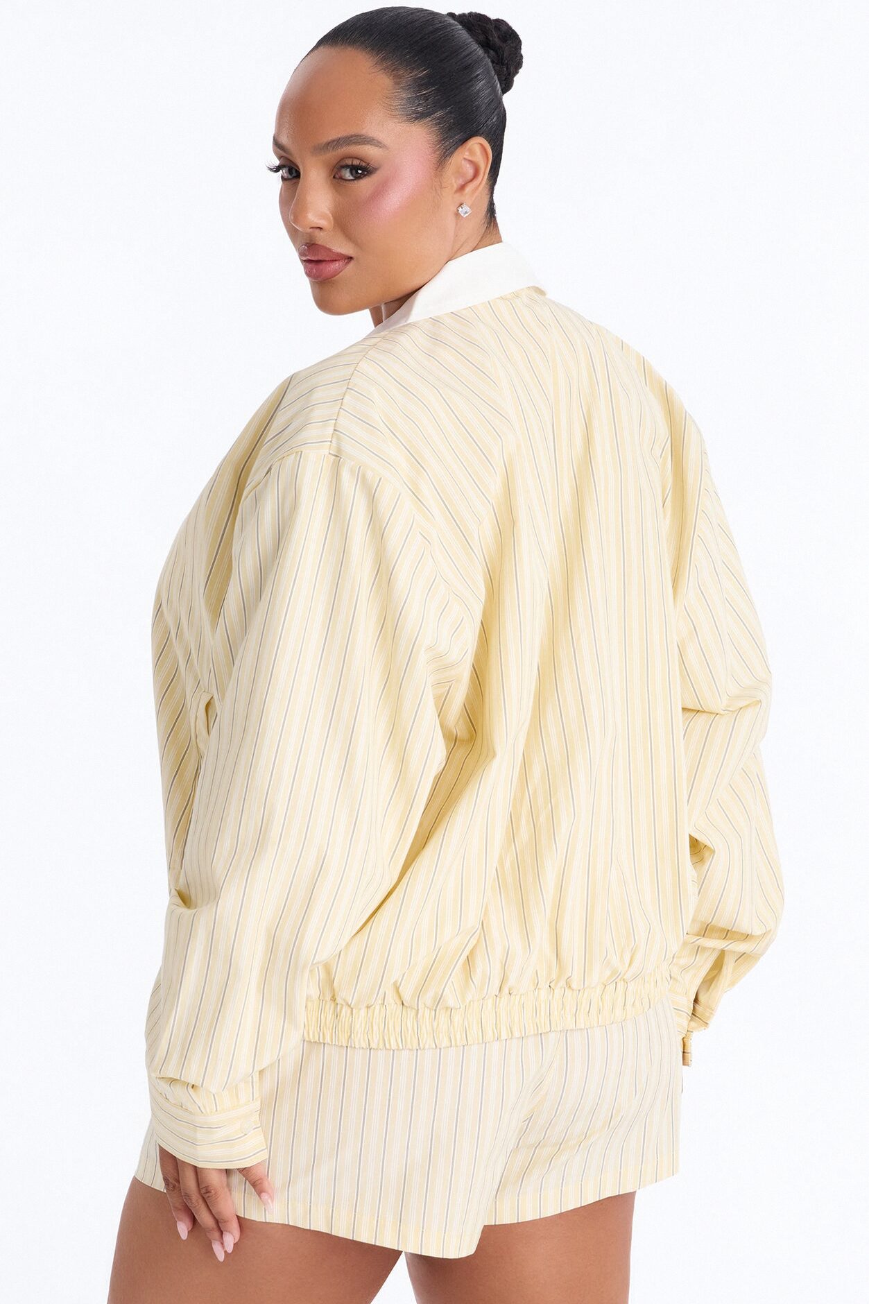 Solene Pinstripe Short Set - Butter Yellow