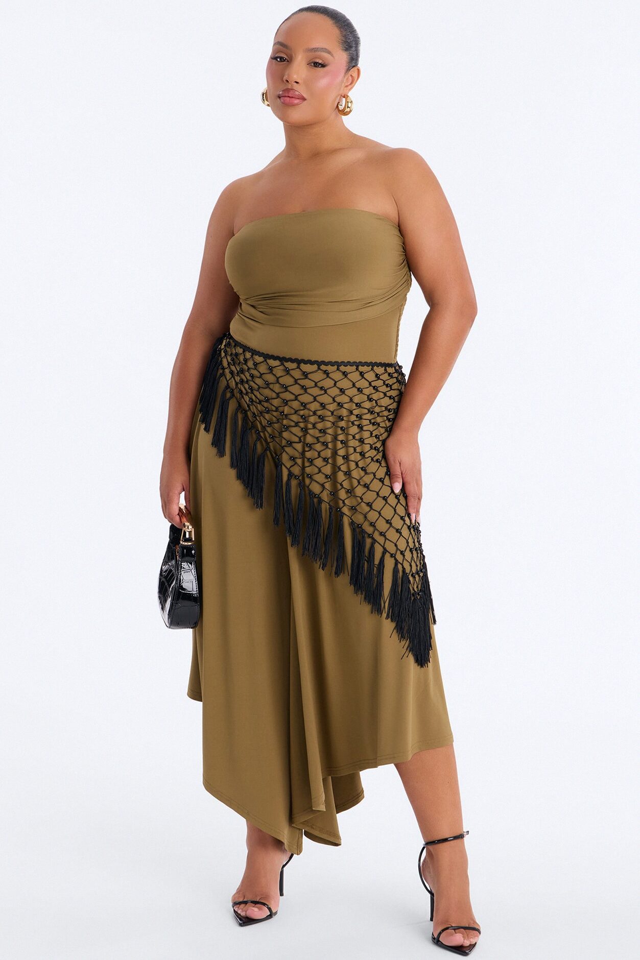Effortless Daydream Jumpsuit And Scarf Set - Olive
