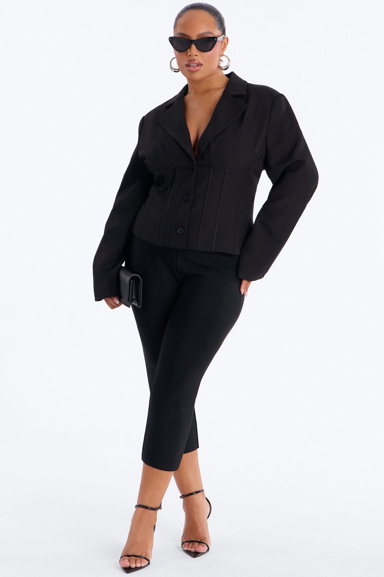 Where's Your Waist Corset Fitted Blazer - Black