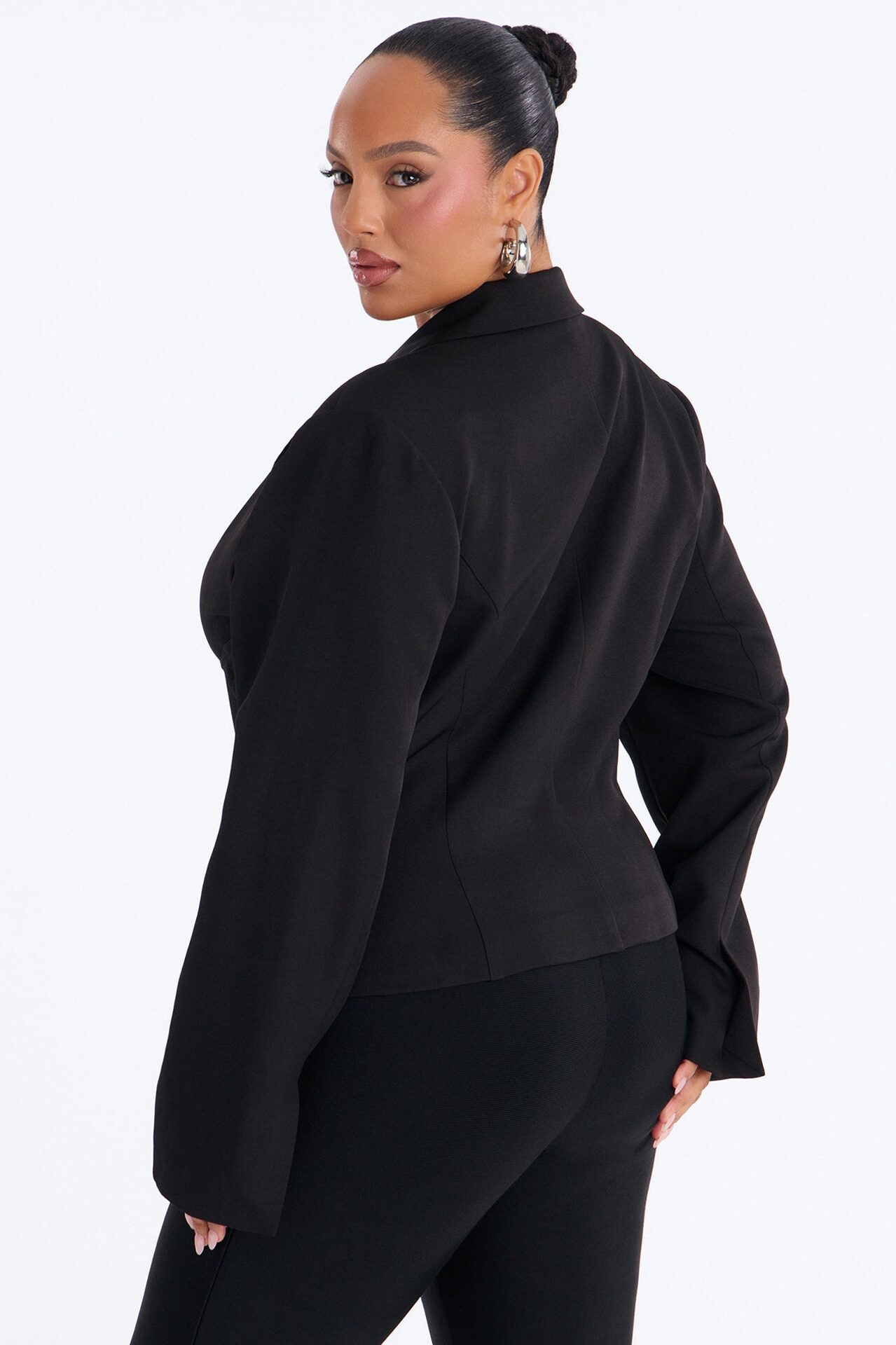 Where's Your Waist Corset Fitted Blazer - Black