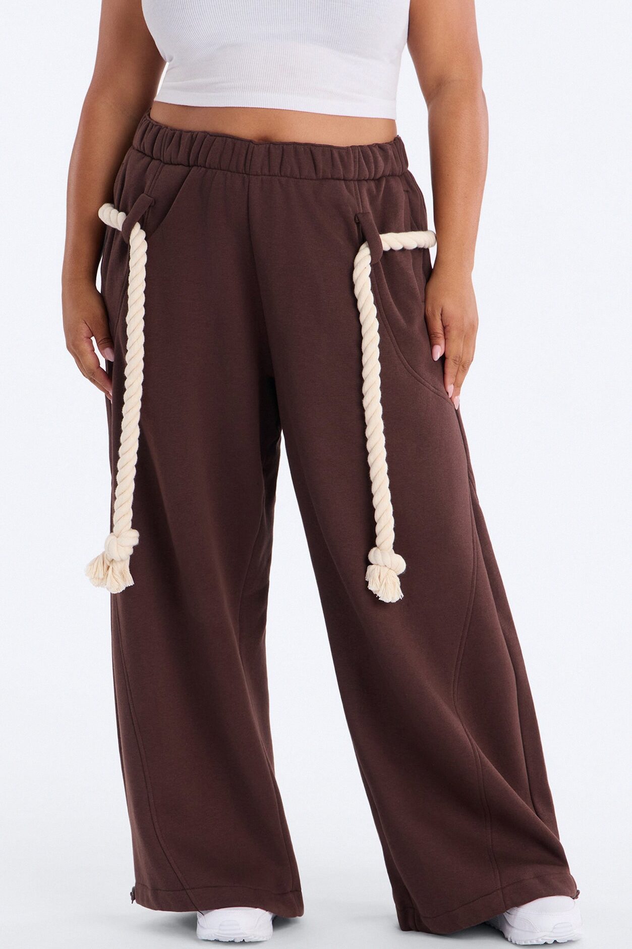 Rope Me In Baggy Barrel Sweatpants - Chocolate