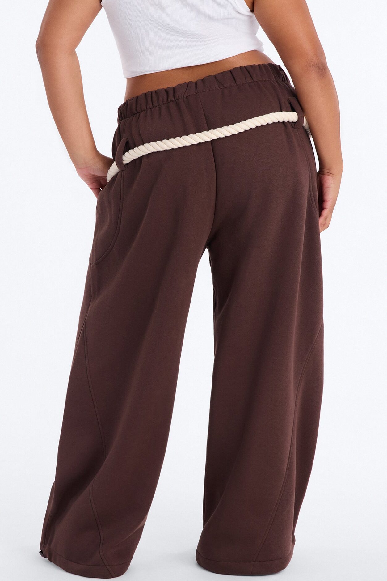 Rope Me In Baggy Barrel Sweatpants - Chocolate