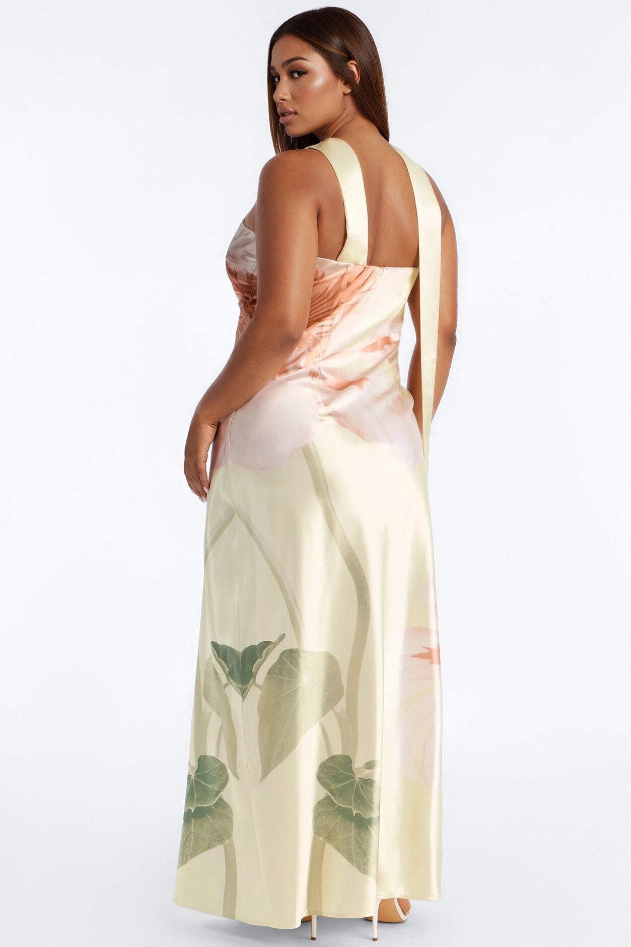 Jelissa Scarf Satin Maxi Dress - Yellow/combo