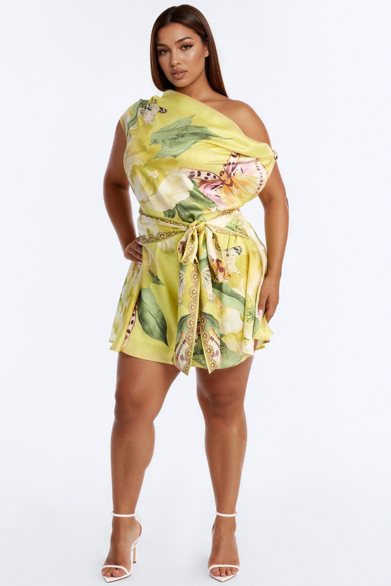 Priscilla Floral Off Shoulder Romper - Yellow