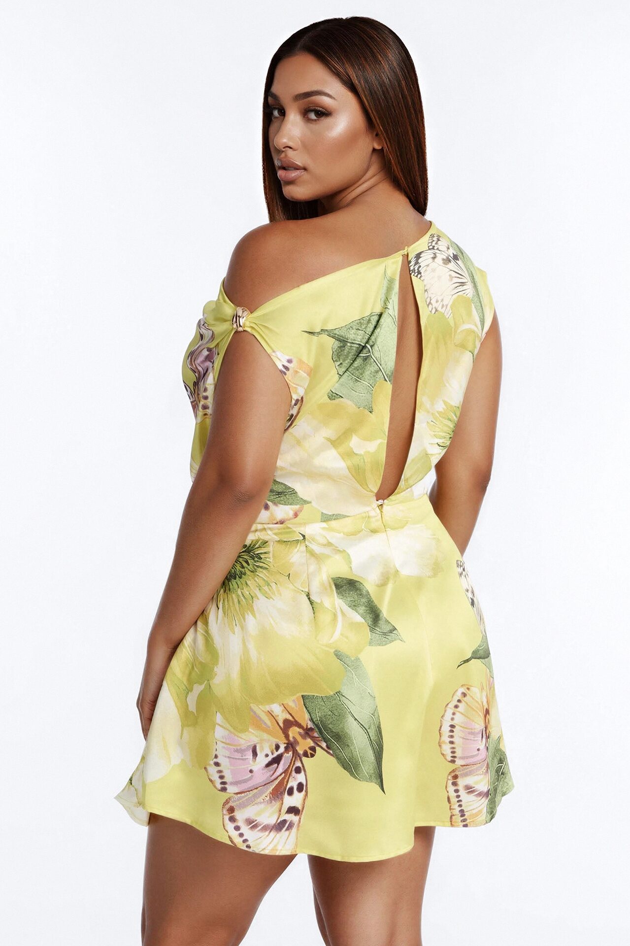 Priscilla Floral Off Shoulder Romper - Yellow