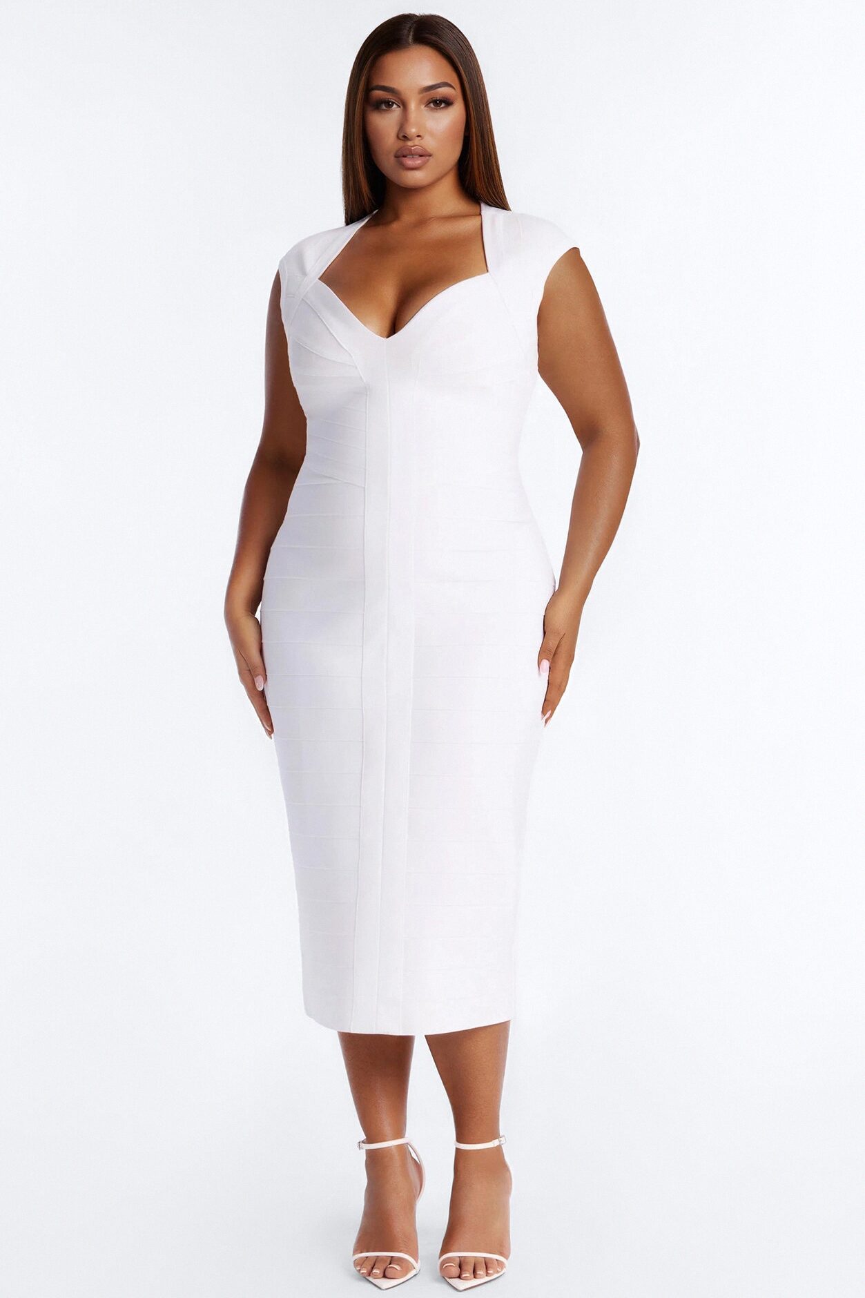 Kenna Bandage Midi Dress - White