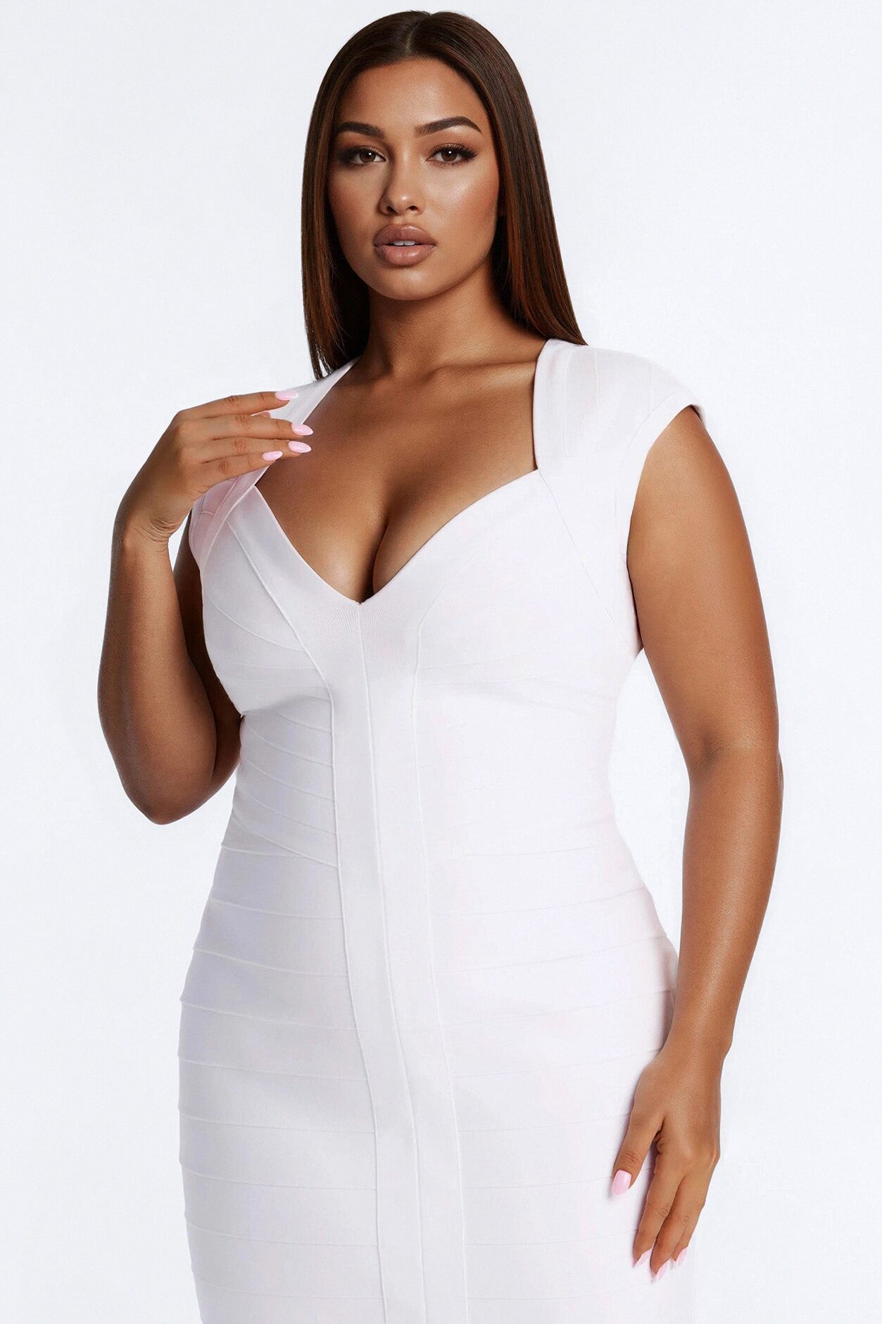 Kenna Bandage Midi Dress - White