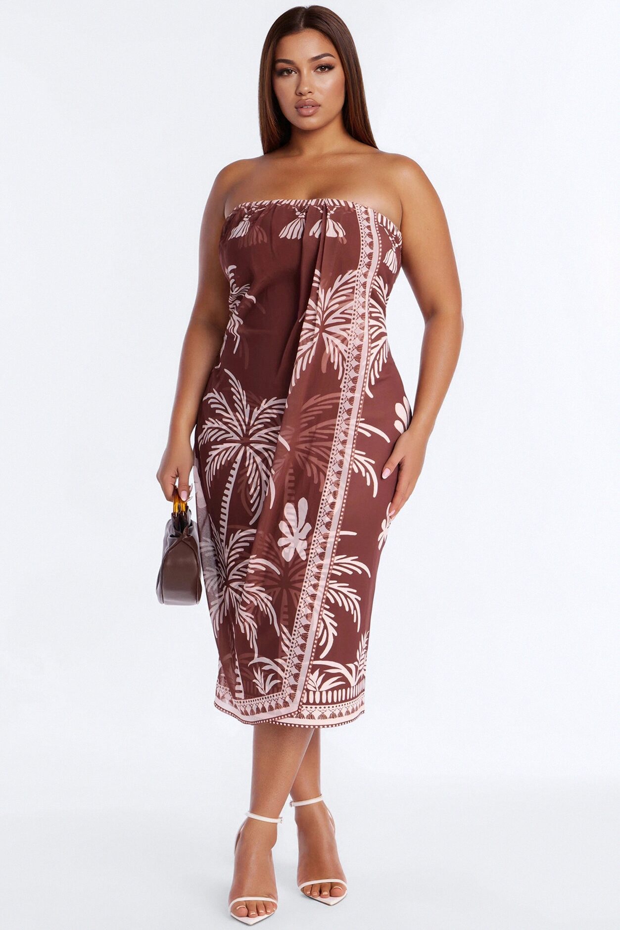 Dorian Strapless Midi Dress - Brown