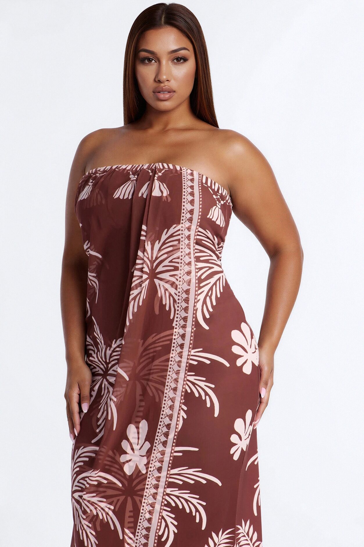 Dorian Strapless Midi Dress - Brown