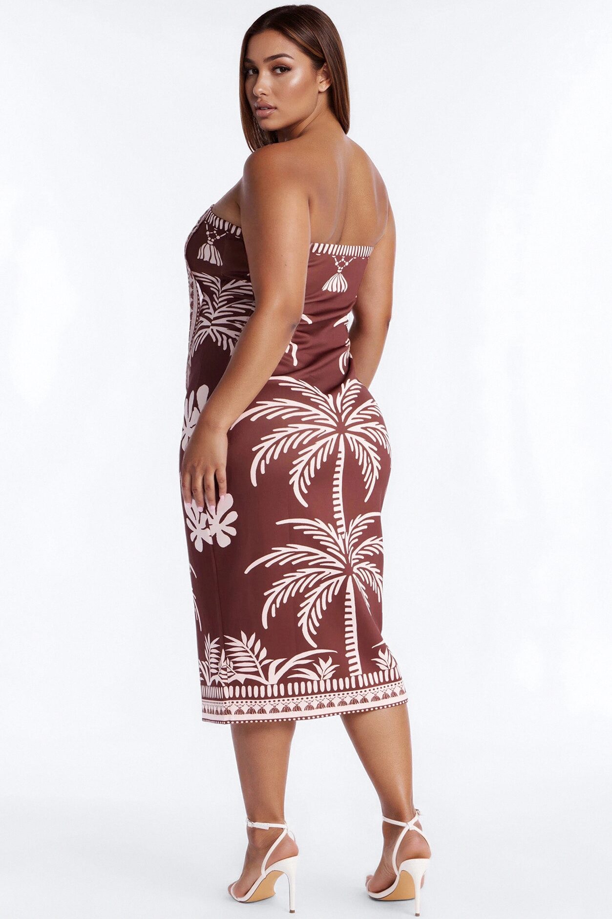 Dorian Strapless Midi Dress - Brown