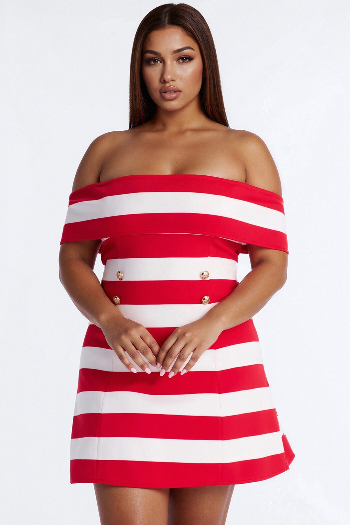Sawyer Striped Bandage Mini Dress - Red/White