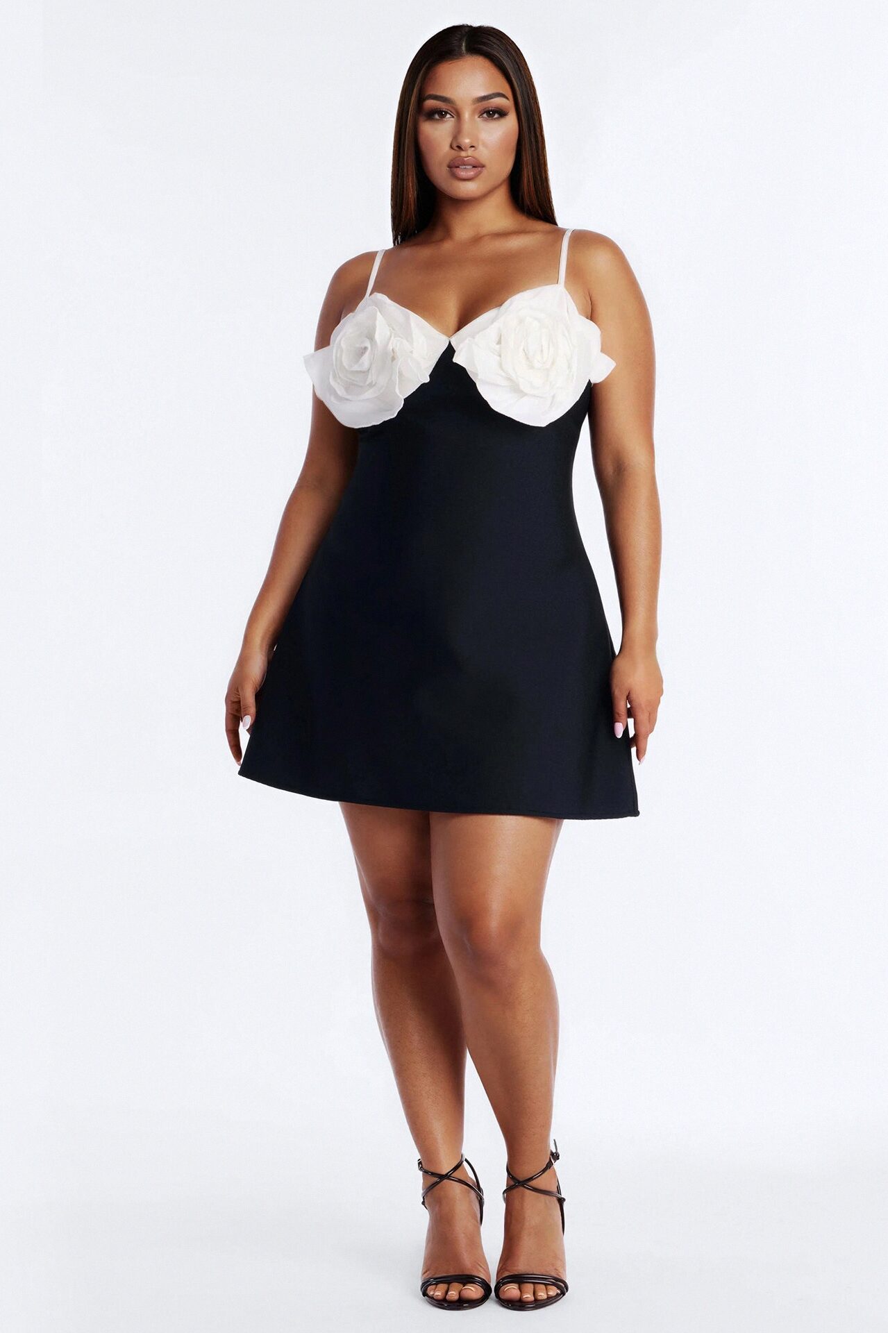 Talia Spaghetti Strap Bandage Mini Dress - Black/White