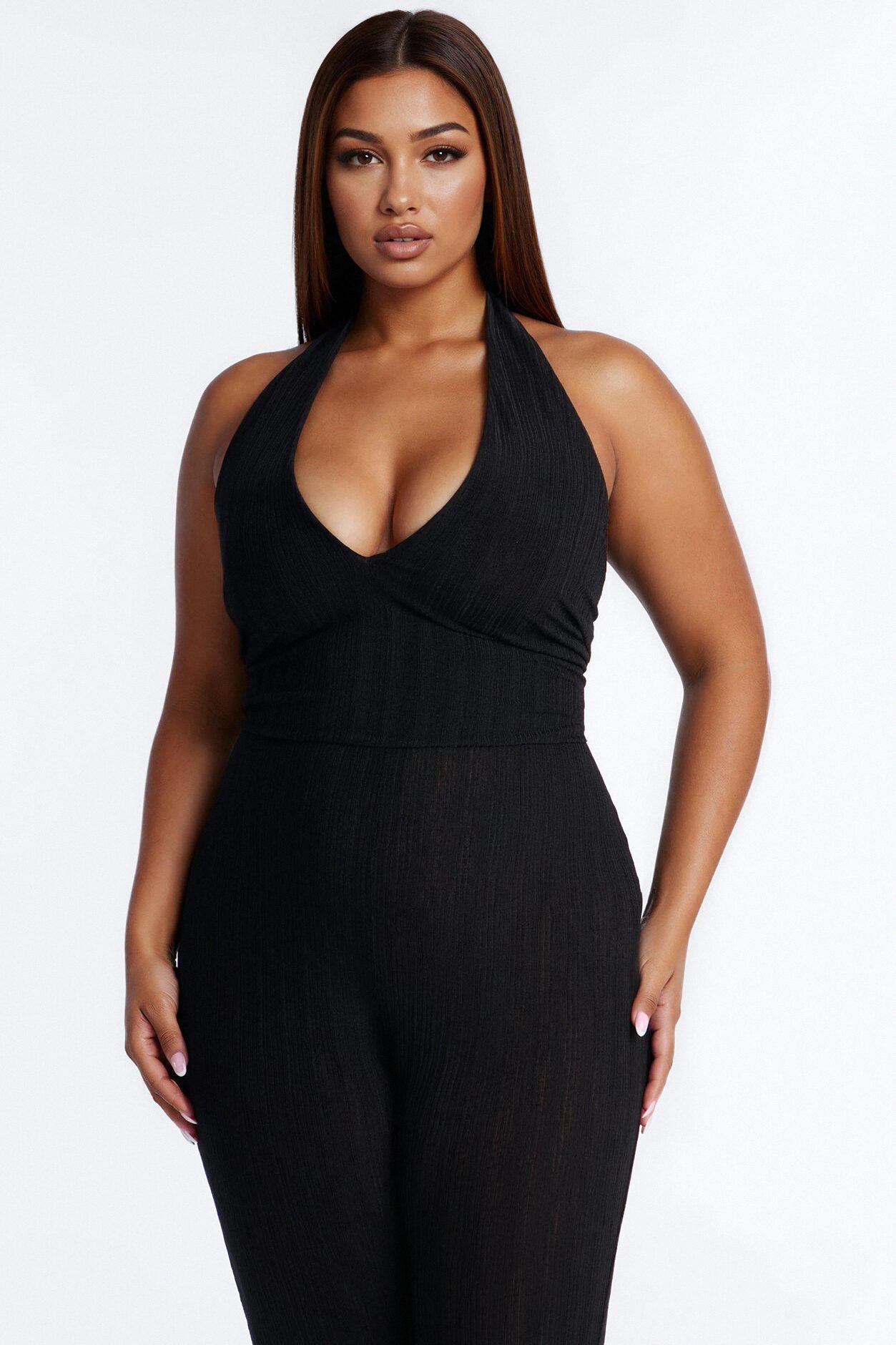 Emme Waist Tie Capri Catsuit - Black