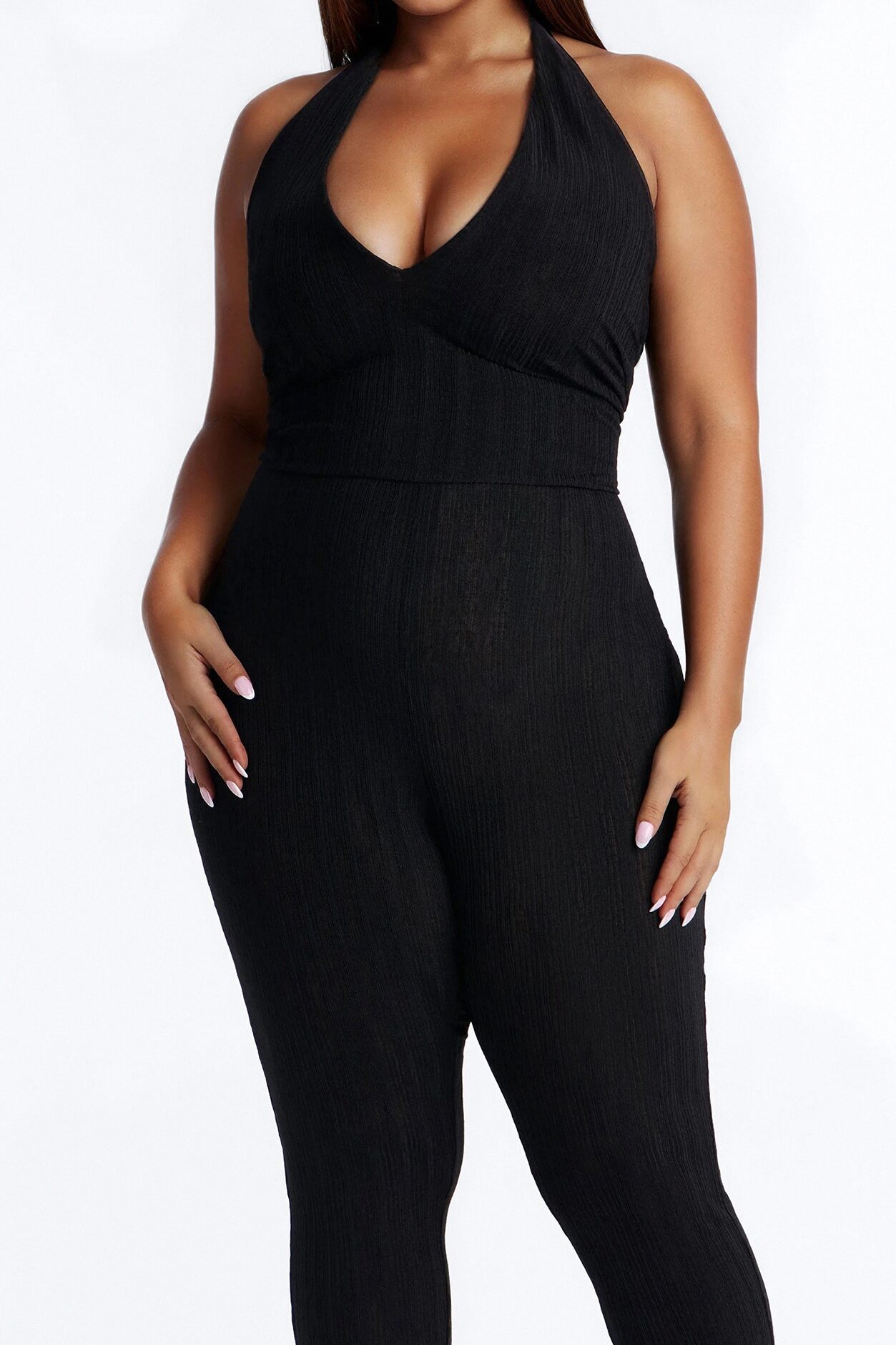 Emme Waist Tie Capri Catsuit - Black