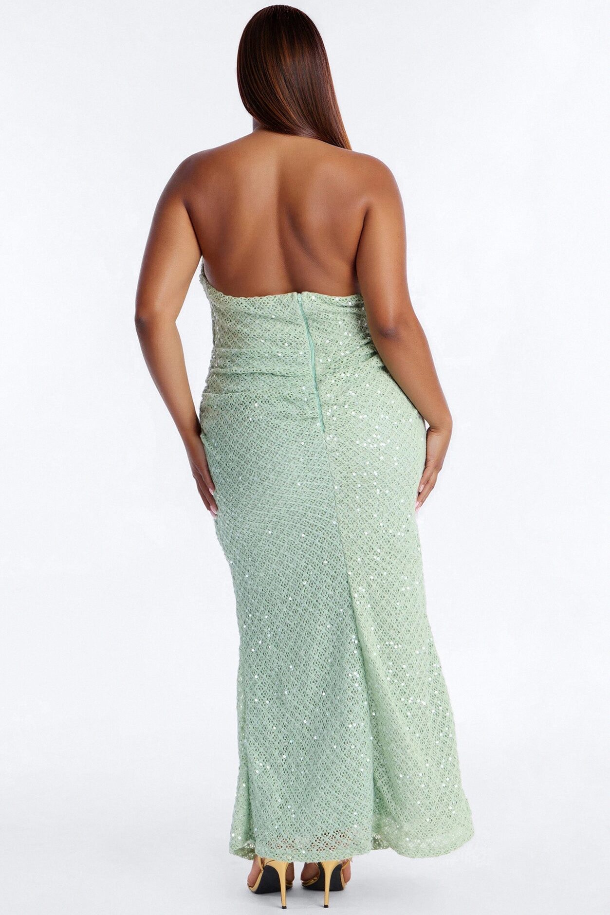 Gleam And Glow Sequin Crochet Maxi Dress - Sage