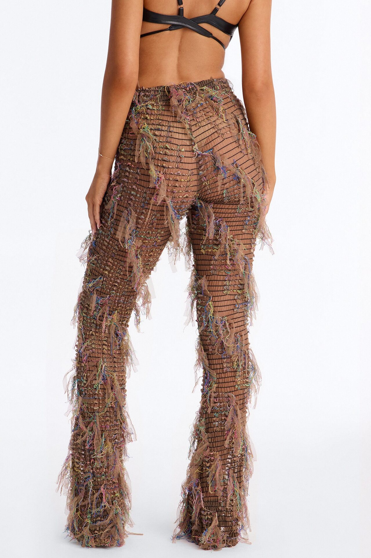 Anika Distressed Flare Pant - Beige