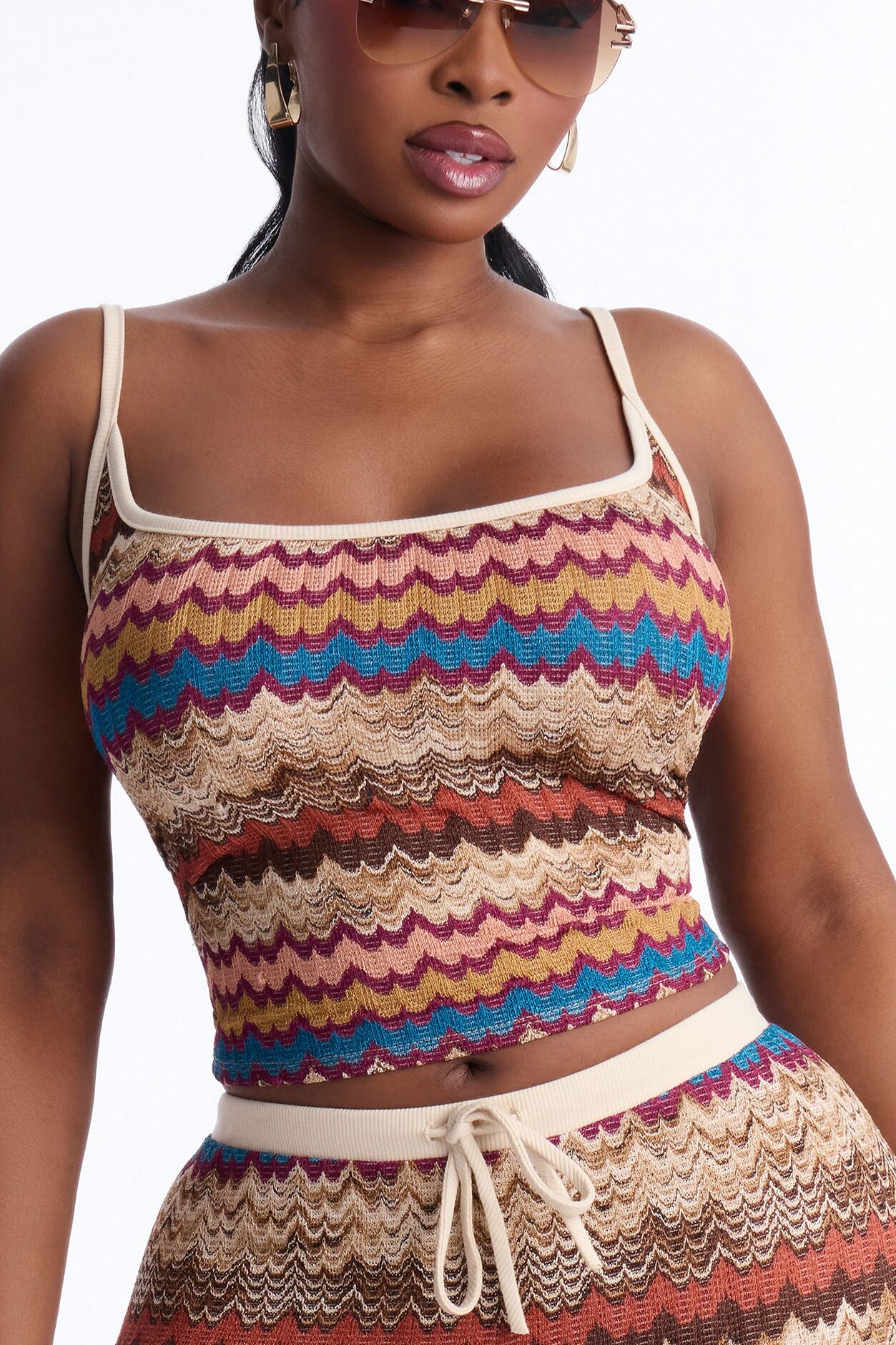 Jessi Chevron Pant Set - Rust/combo