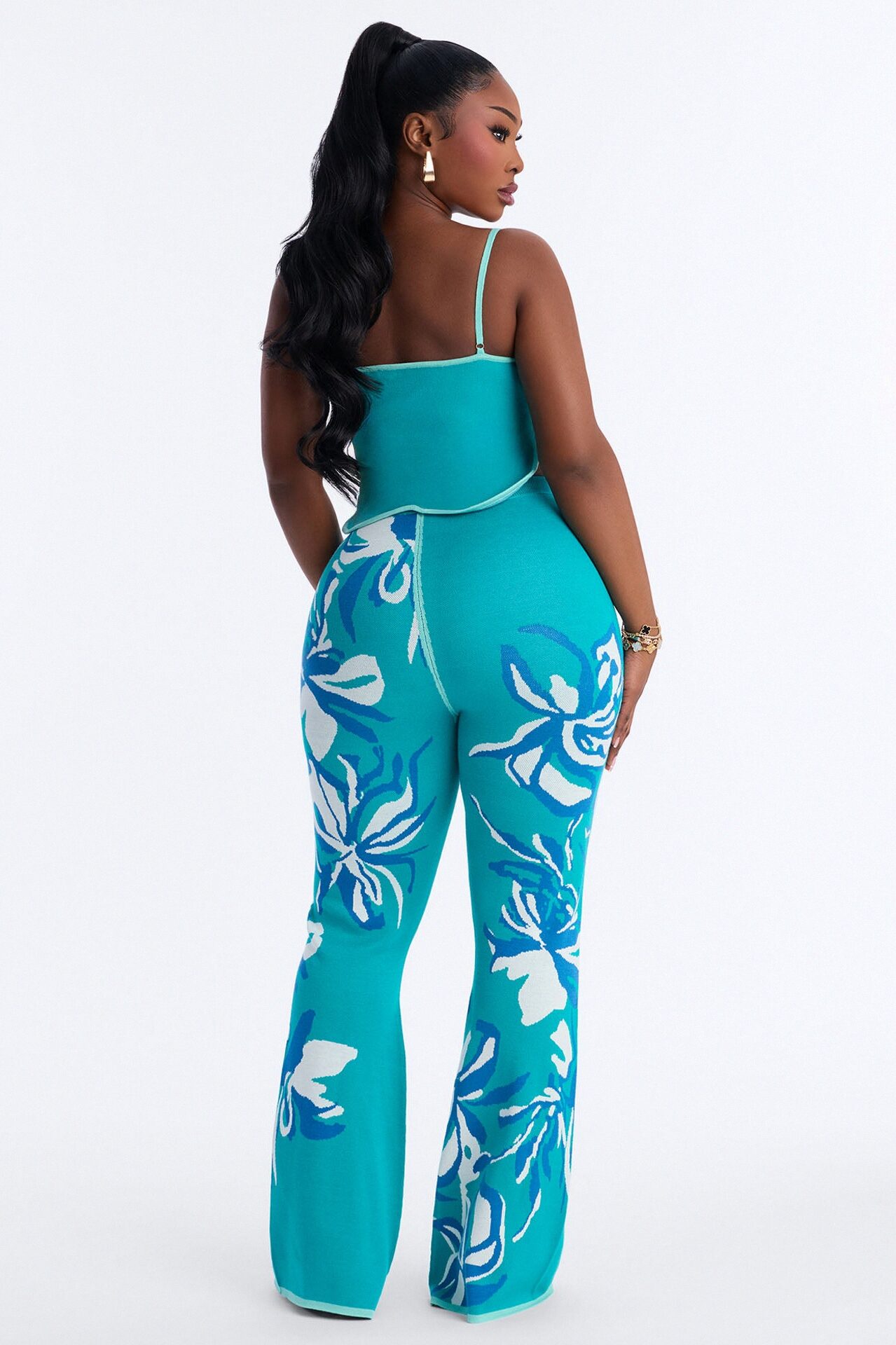 Vianna Sweater Asymmetrical Pant Set - Blue/combo