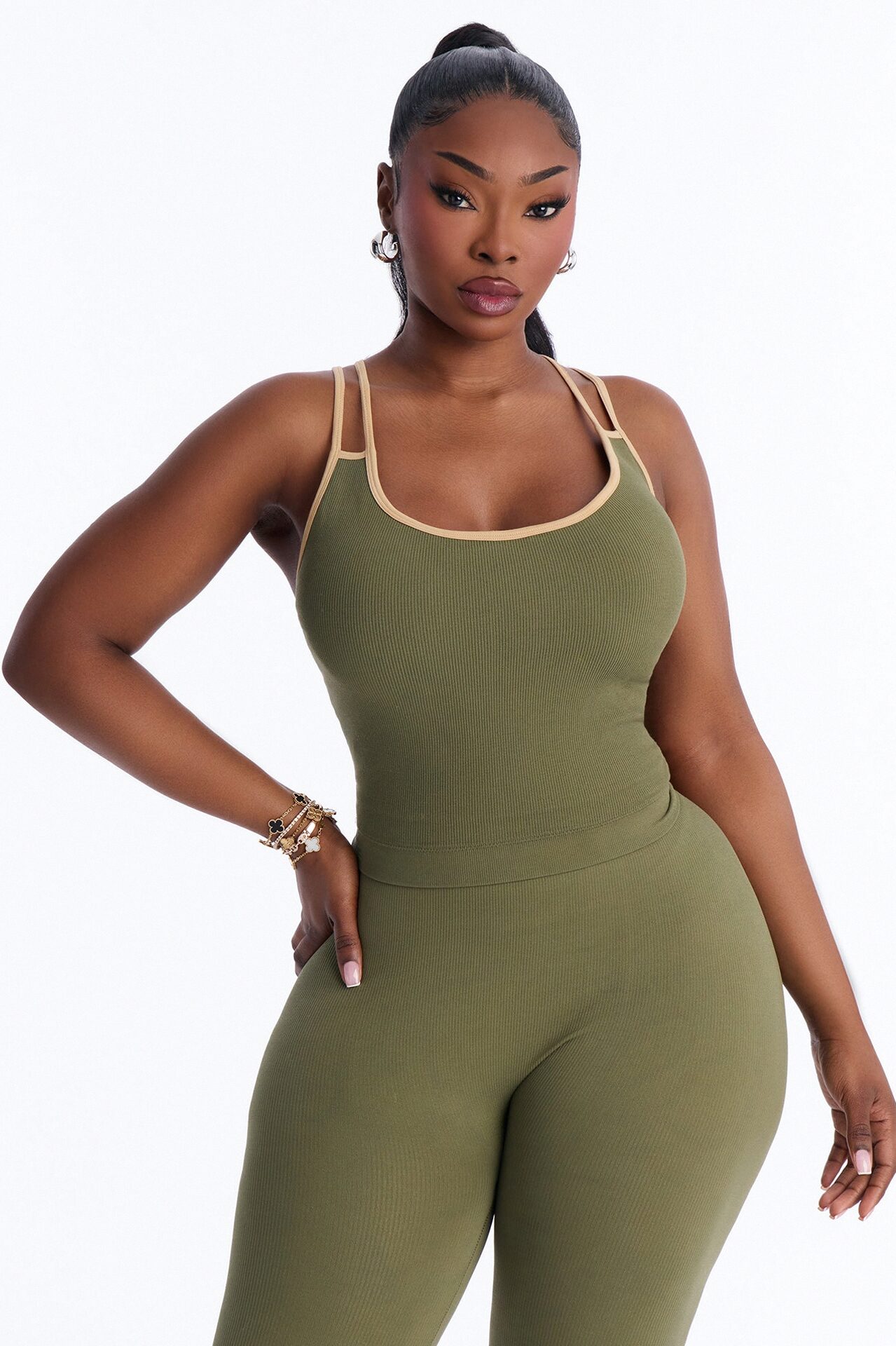High Impact Seamless Legging Set - Olive