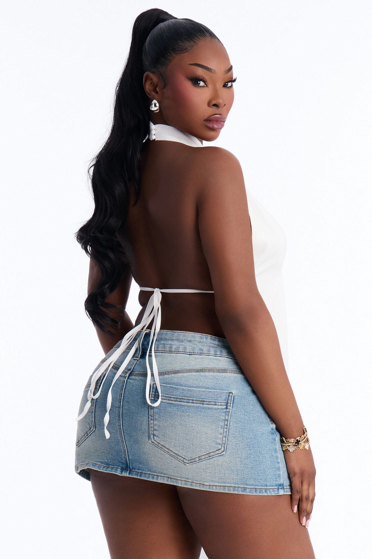 Hearts Over Hustle Draped Chiffon Halter Top - White