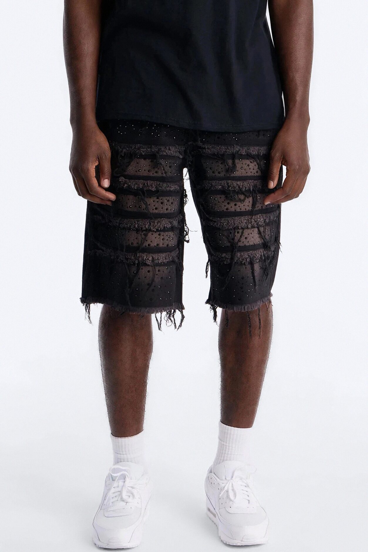Relaxed Jeweled Havoc Denim Short - Black