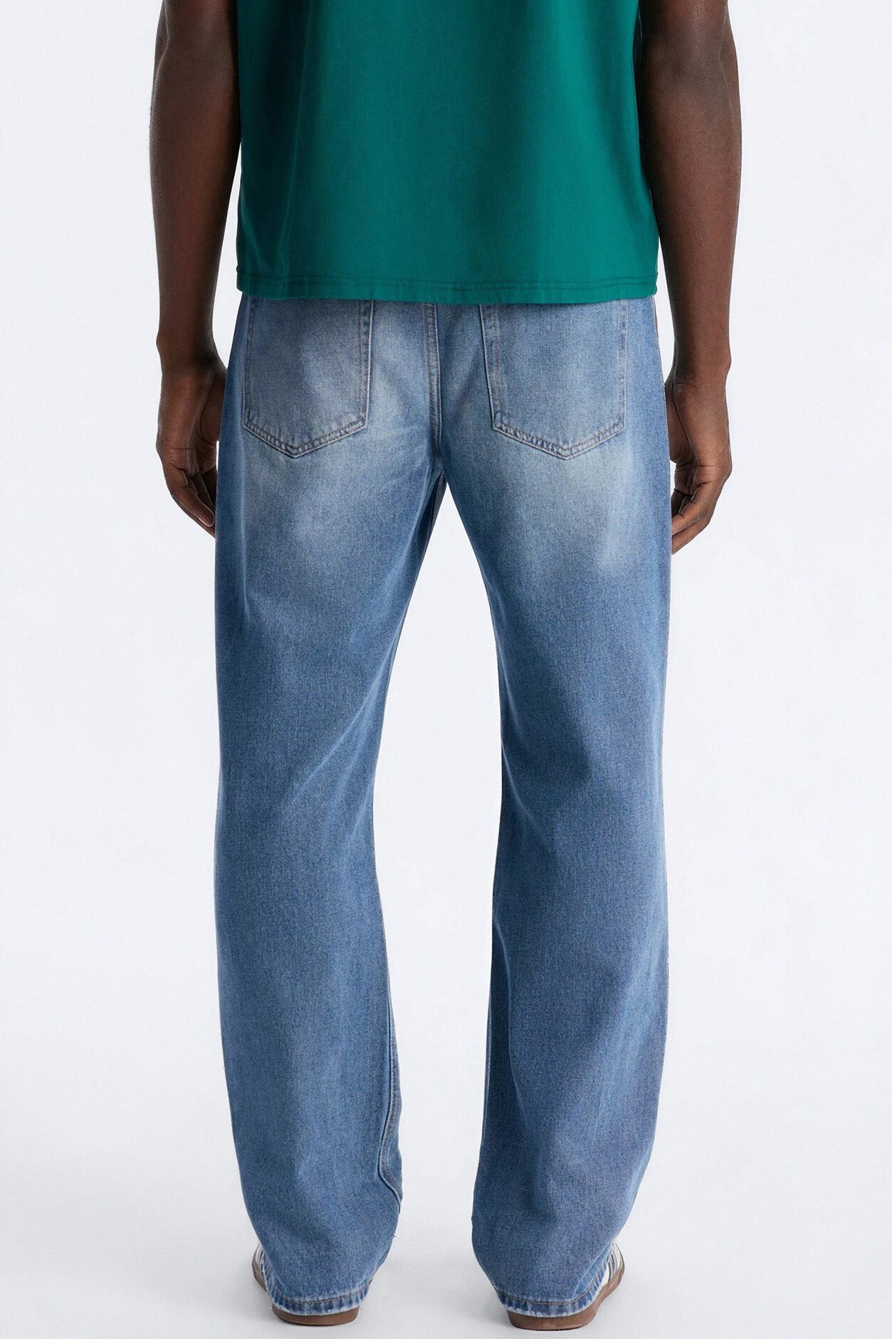 Essential Destroyed Straight Rigid Jean - Medium Blue Wash