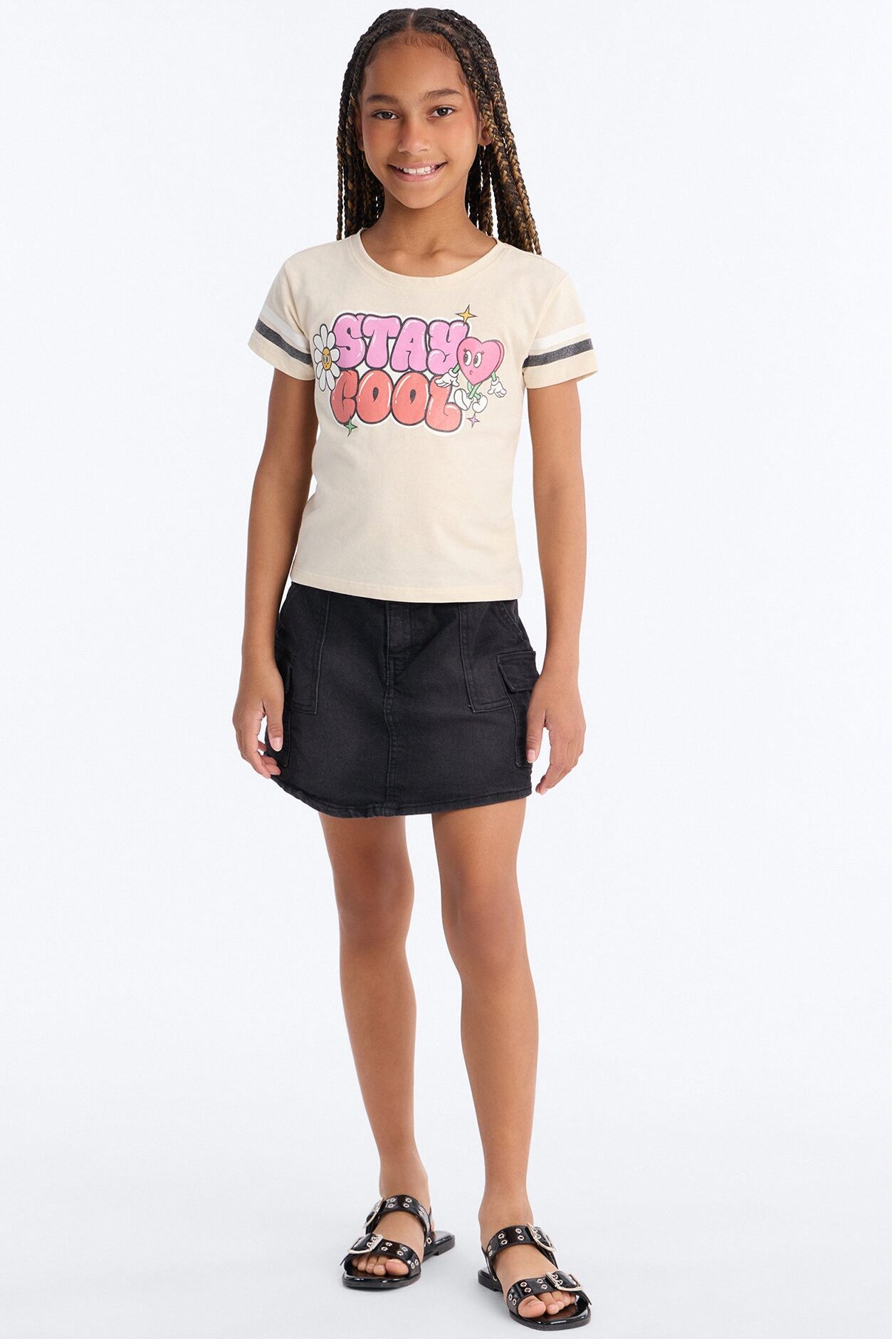 Mini Staying Determined Denim Skort - Black Wash
