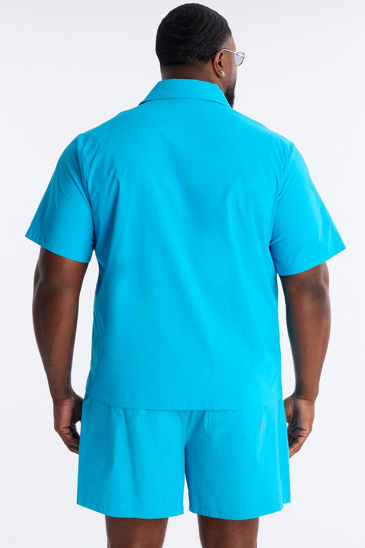 Montez Cuban Collar Button Up Shirt - Blue