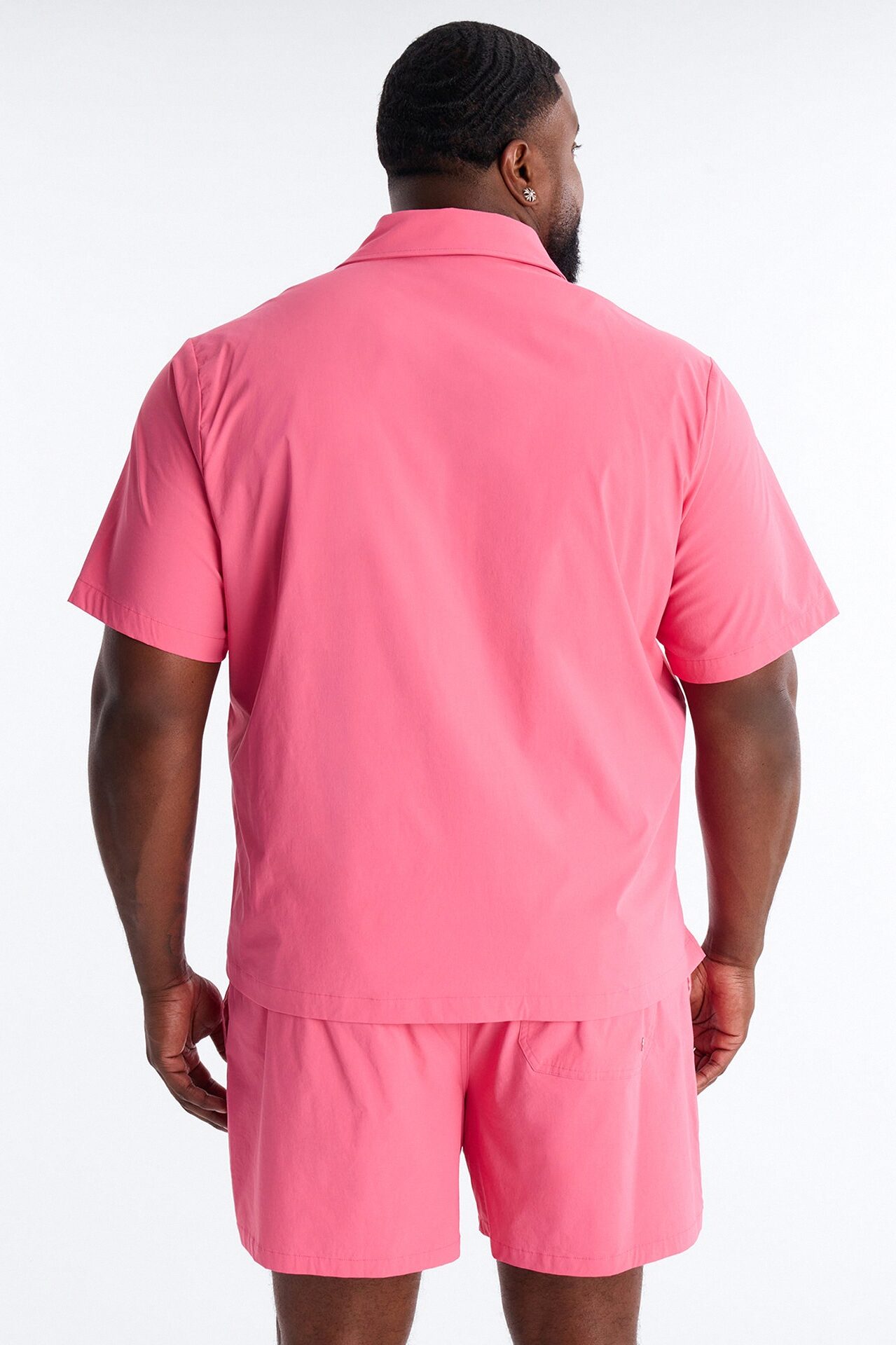 Montez Cuban Collar Button Up Shirt - Hot Pink