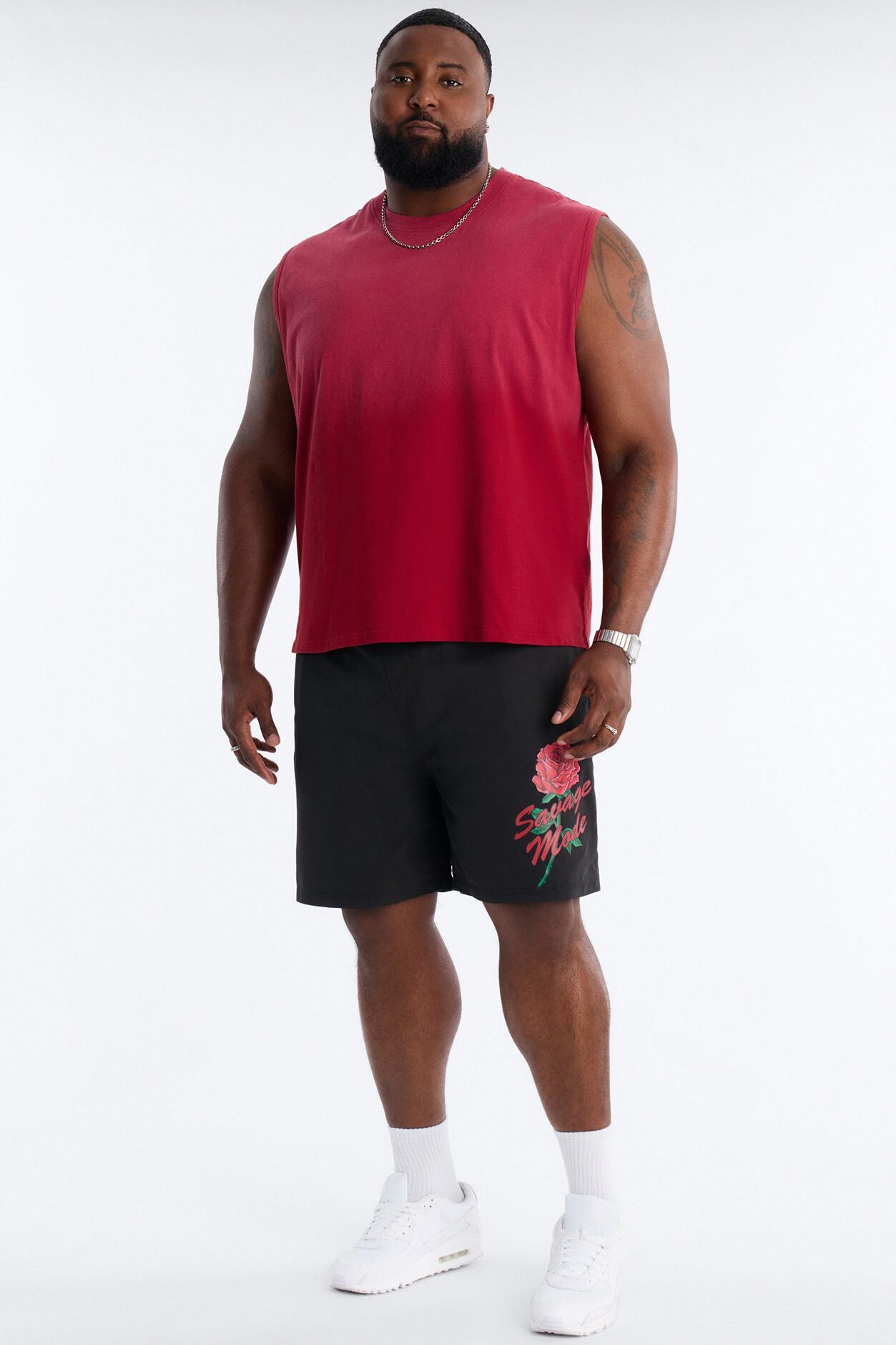 Washed Muscle Tee - Burgundy
