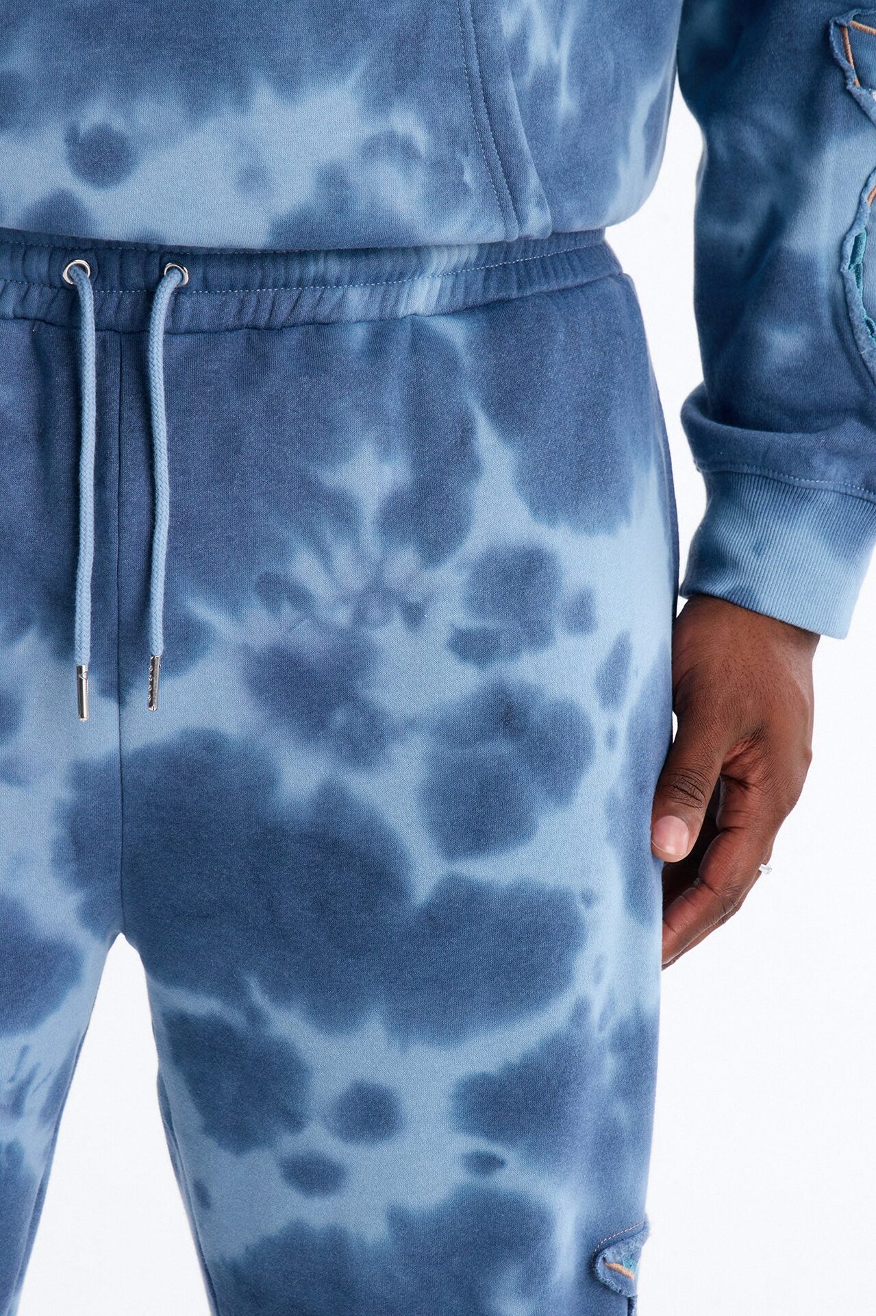 Baggy Von Dutch Outlaw Bleach Dyed Raw Edge Sweatpants - Blue
