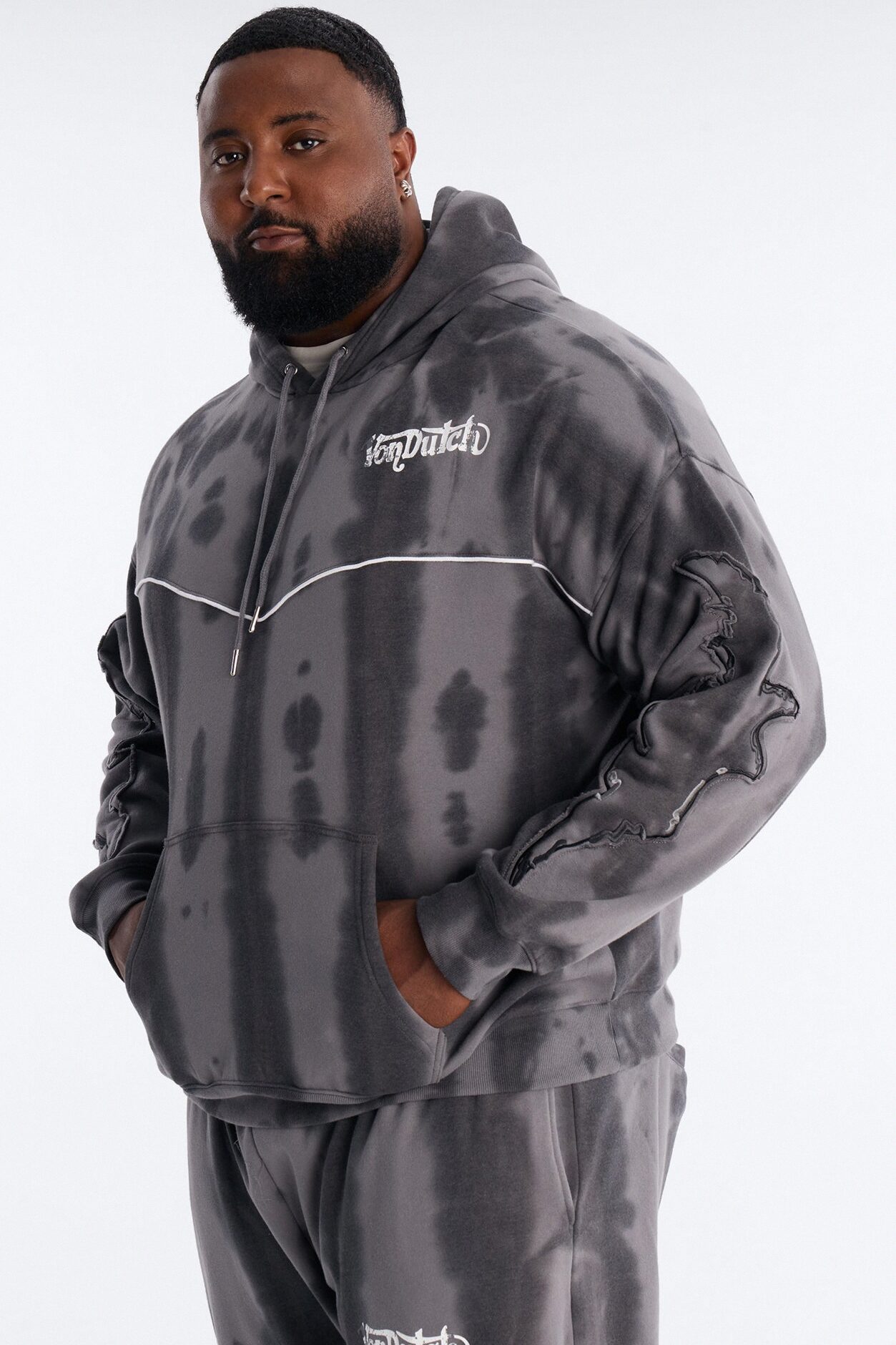 Von Dutch Outlaw Raw Edge Hoodie - Charcoal