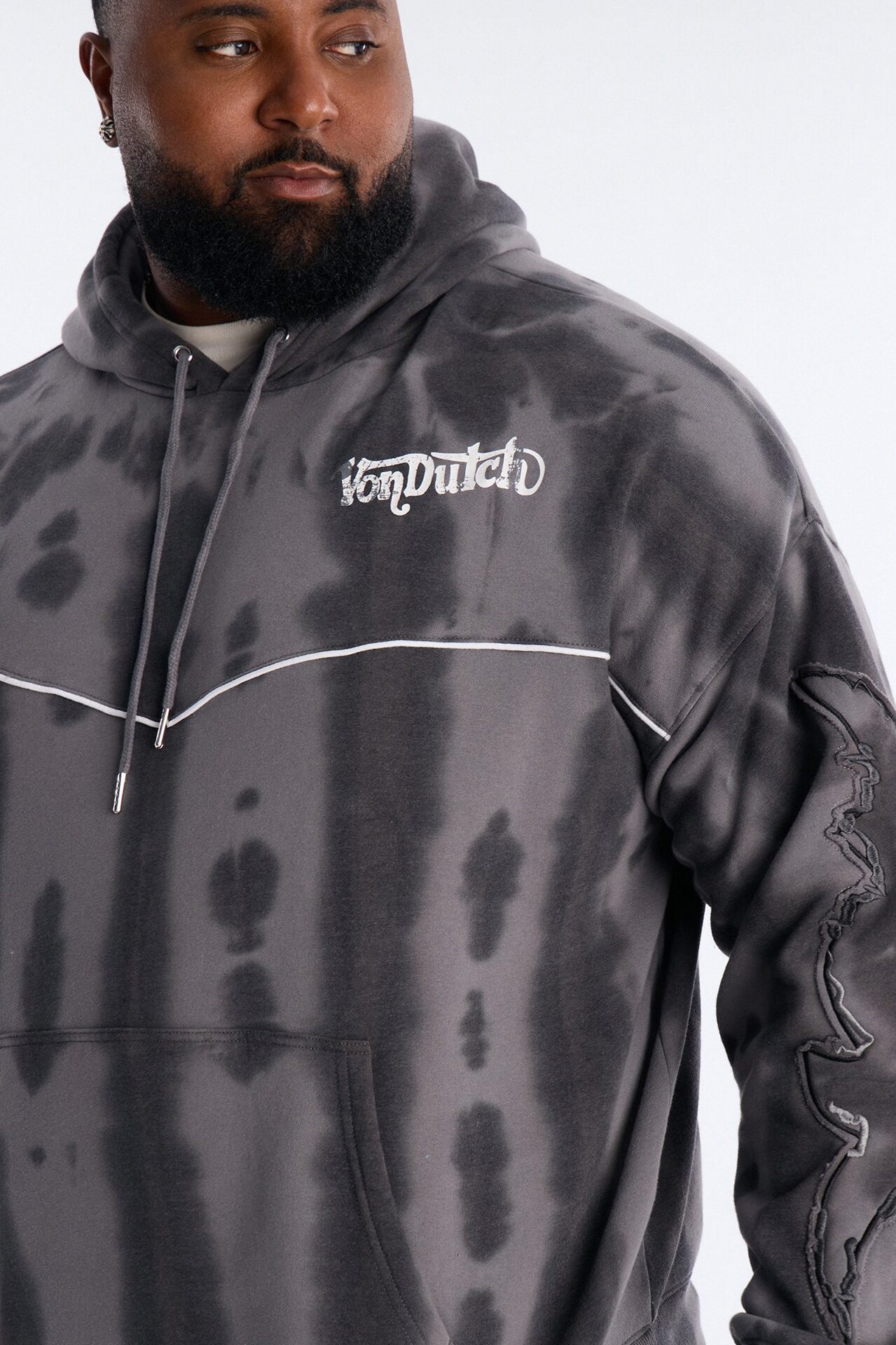 Von Dutch Outlaw Raw Edge Hoodie - Charcoal