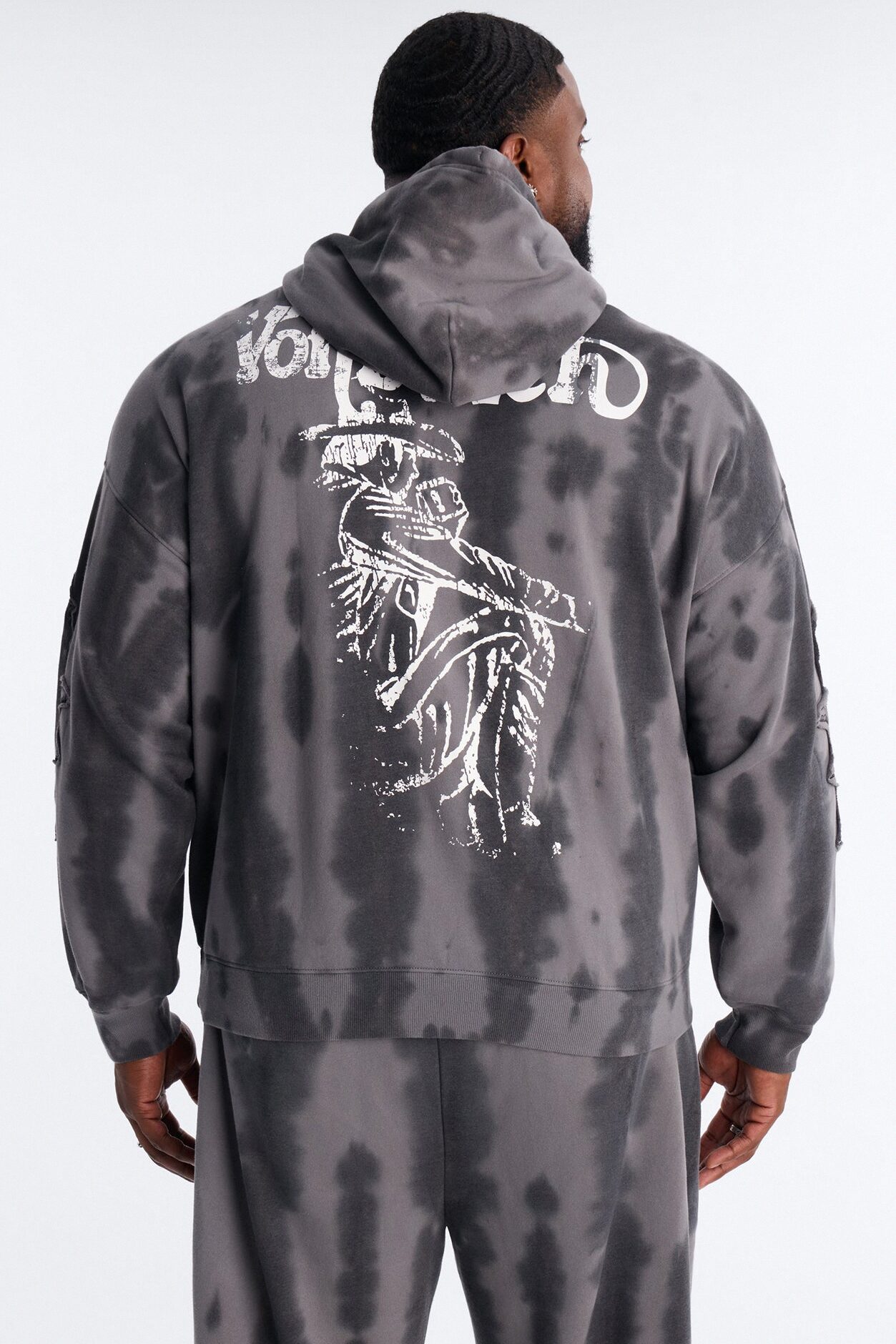 Von Dutch Outlaw Raw Edge Hoodie - Charcoal