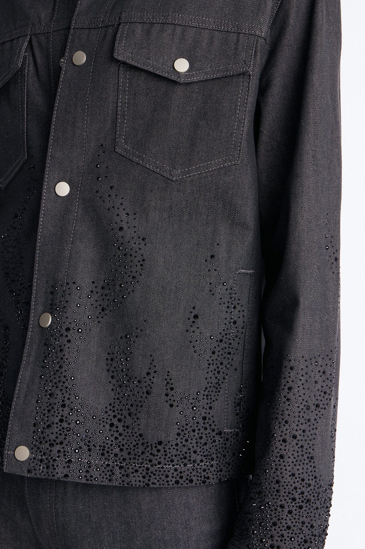 Cropped Dark Ember Trucker Jacket - Grey