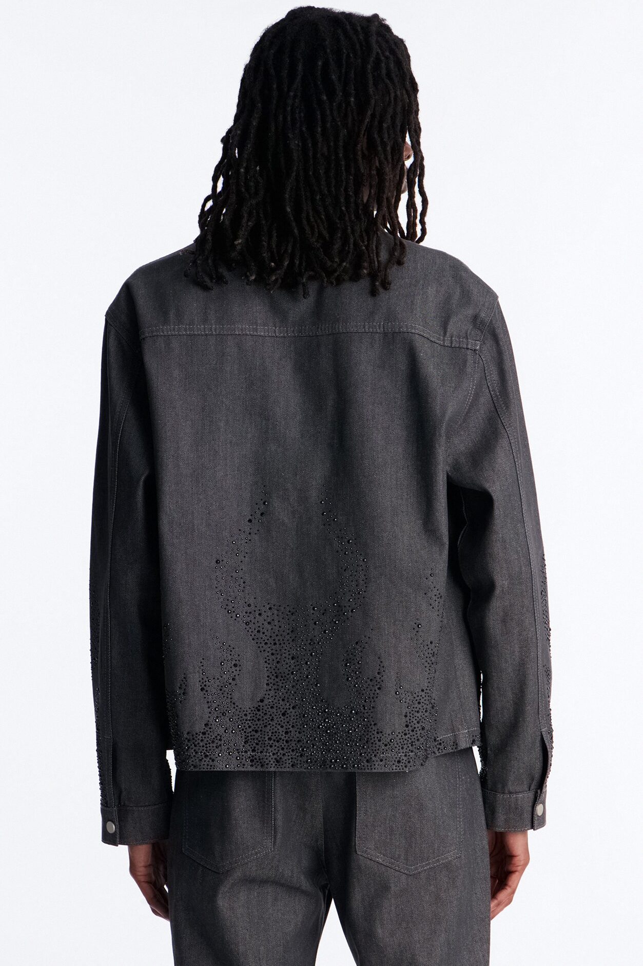 Cropped Dark Ember Trucker Jacket - Grey
