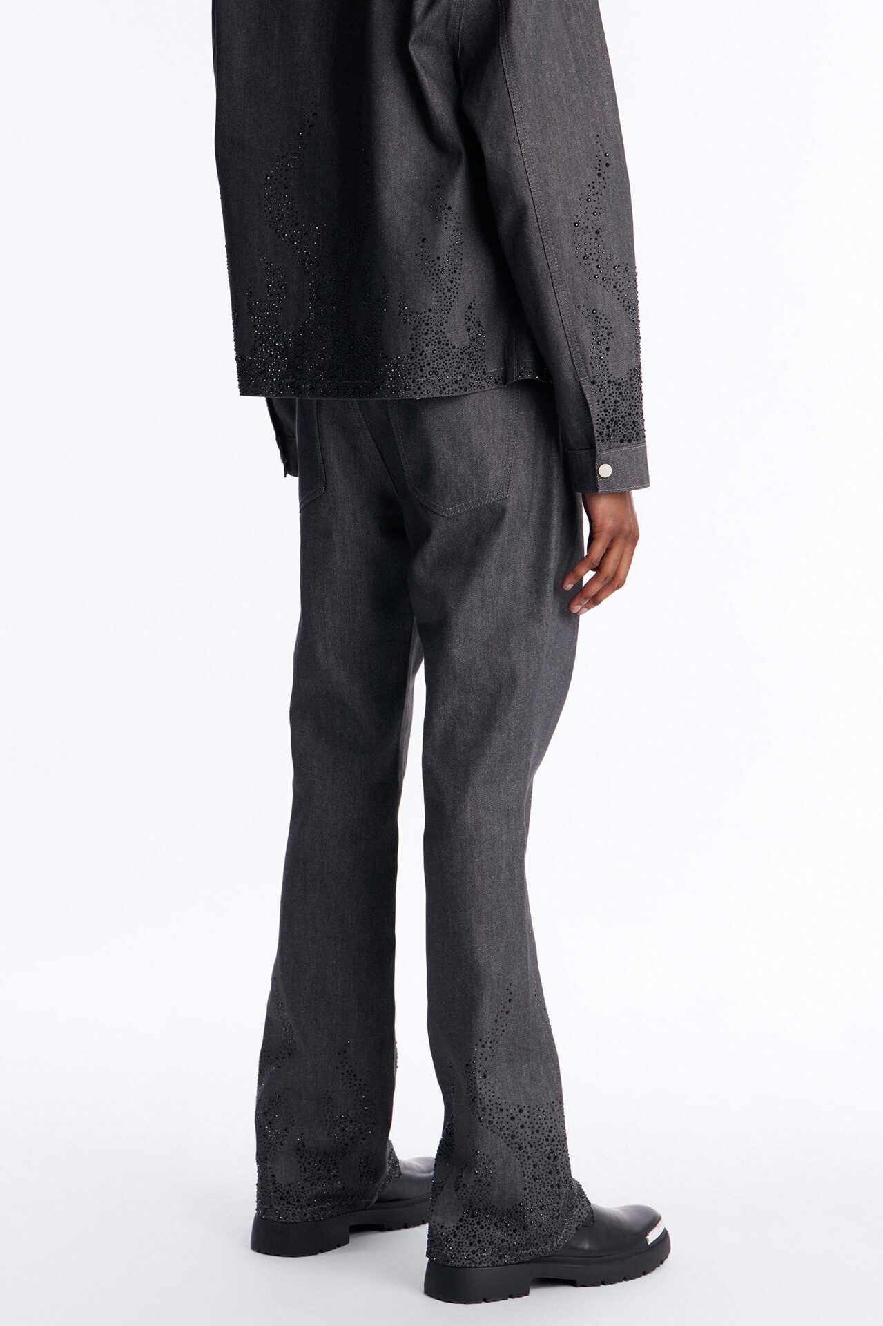 Stacked Slim Flare Dark Ember Jean - Grey