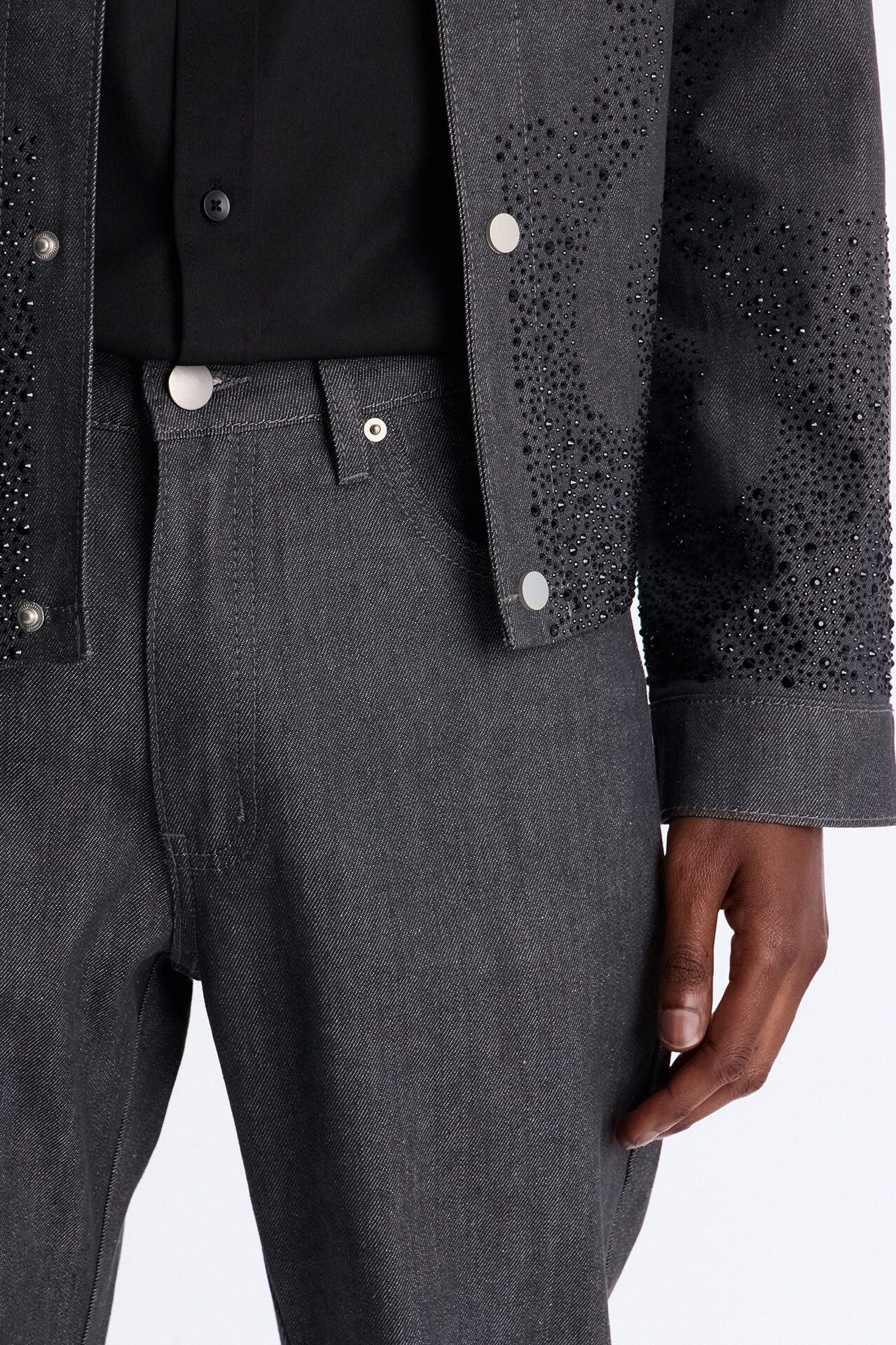 Stacked Slim Flare Dark Ember Jean - Grey