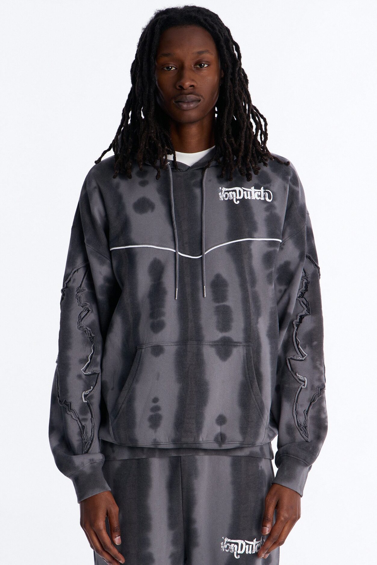 Von Dutch Outlaw Raw Edge Hoodie - Charcoal
