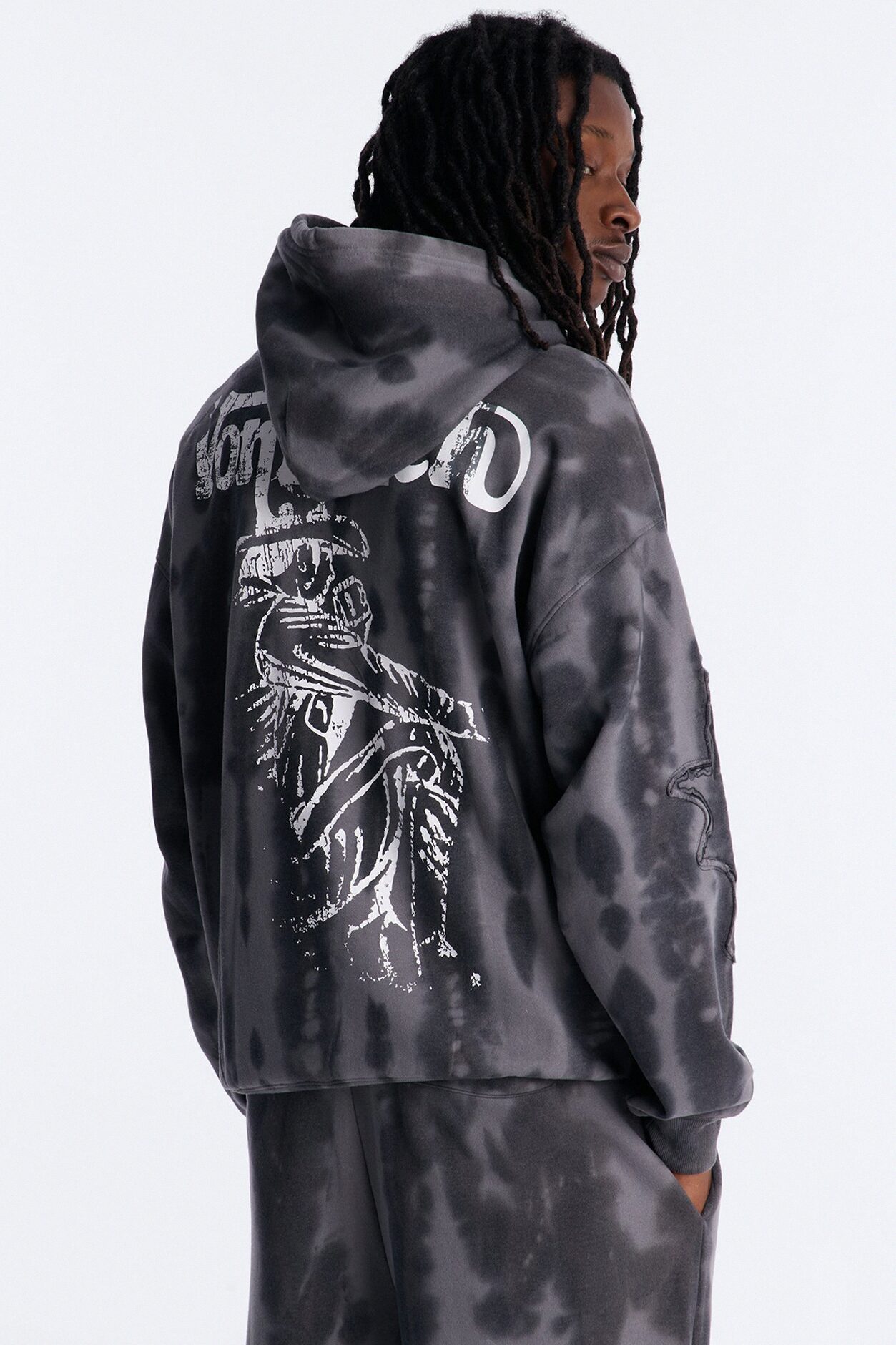 Von Dutch Outlaw Raw Edge Hoodie - Charcoal