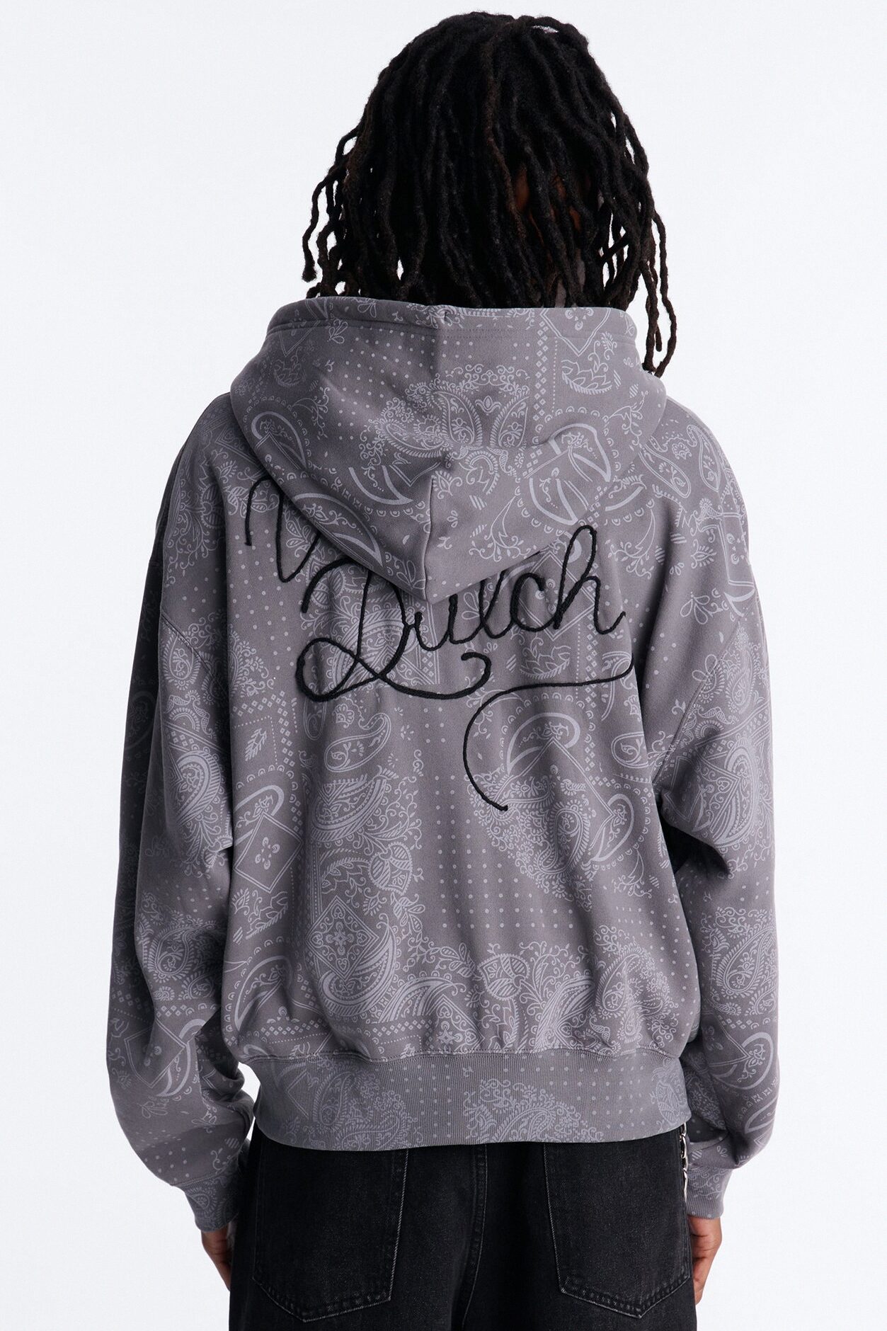Von Dutch Chain Stitched Zip Up Hoodie - Charcoal