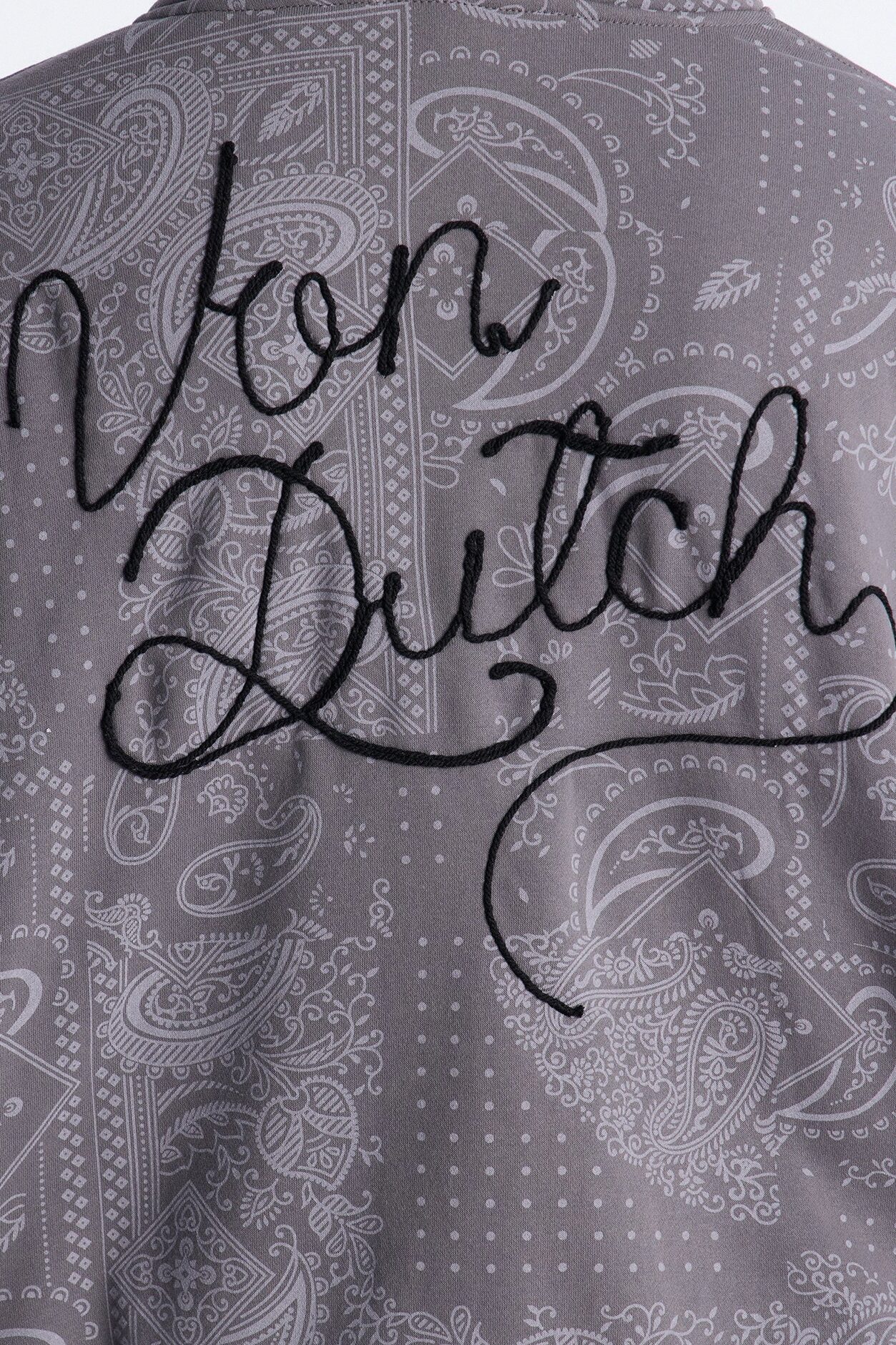 Von Dutch Chain Stitched Zip Up Hoodie - Charcoal