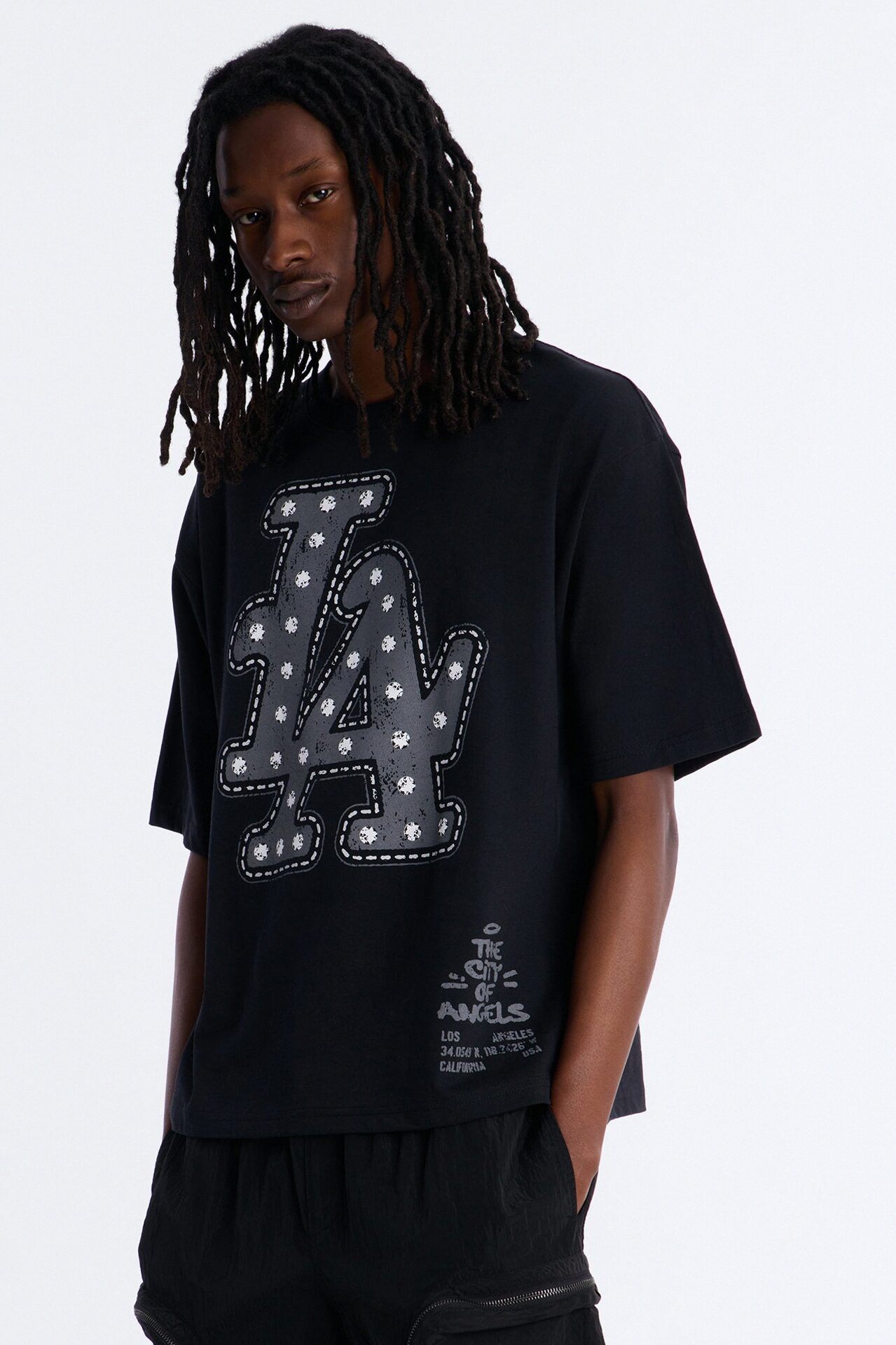 LA Hustle District Boxy Short Sleeve Tee - Black