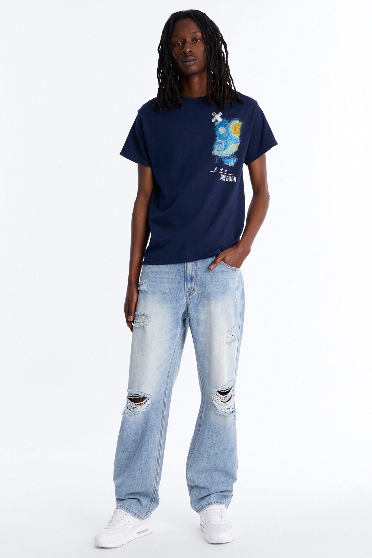 Van Gogh Stars Don't Sleep Short Sleeve Tee - Navy