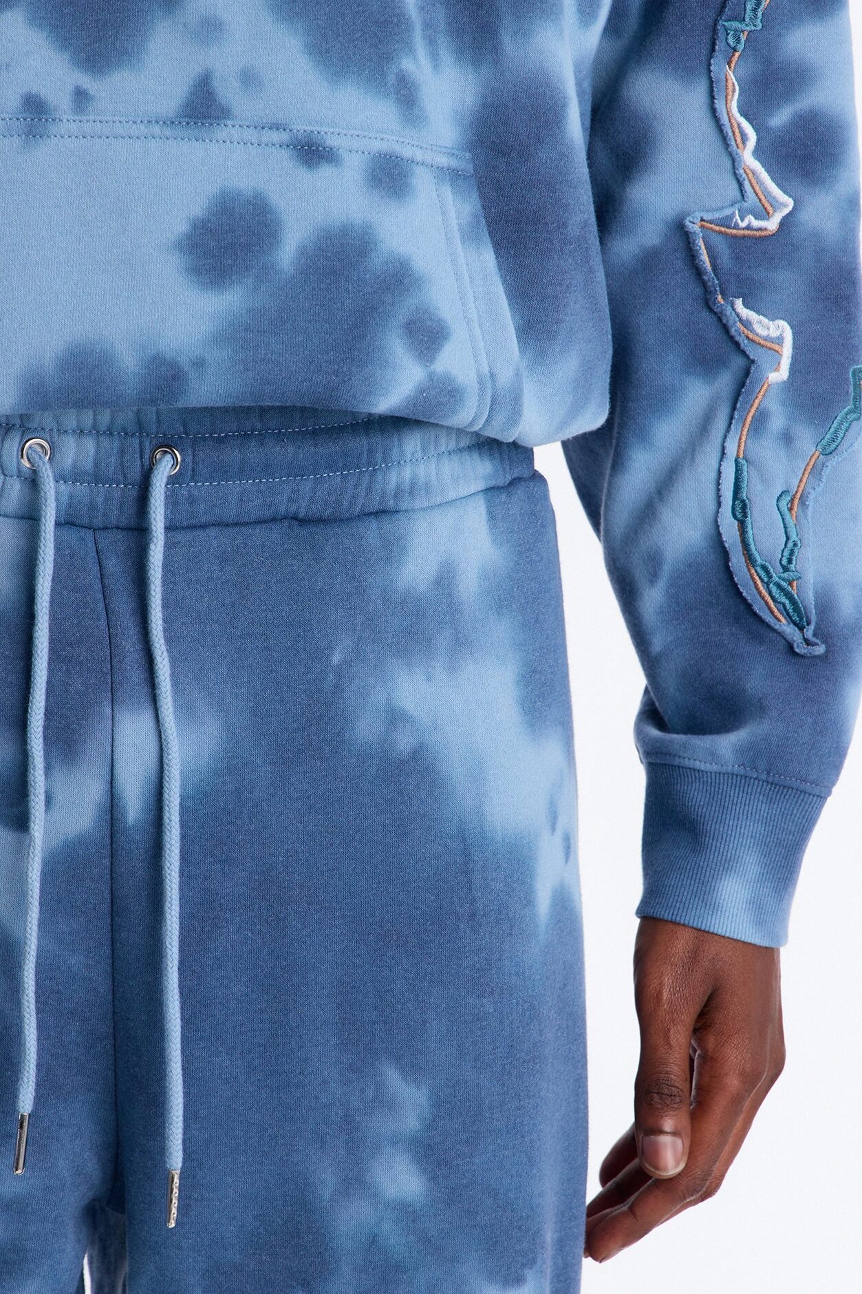 Baggy Von Dutch Outlaw Bleach Dyed Raw Edge Sweatpants - Blue