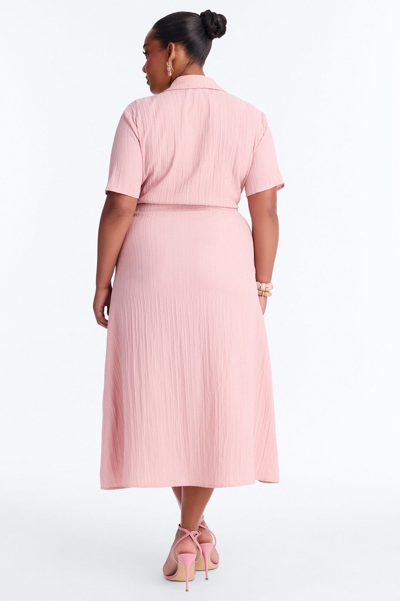 Carmen Ruched Shirt Midi Dress - Mauve