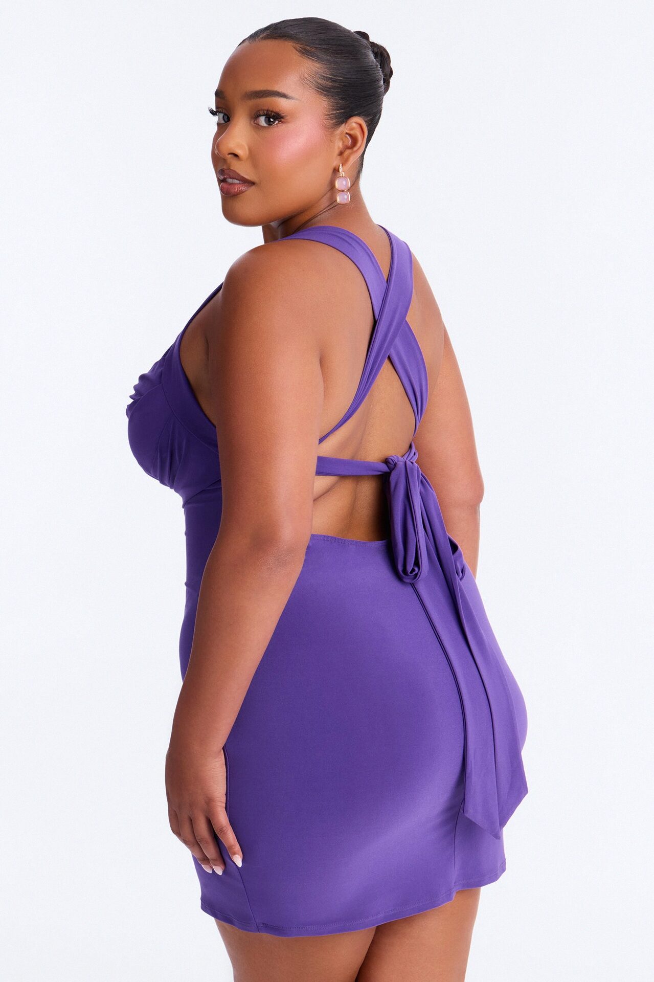 Kaylee Sleeveless Tie Back Mini Dress - Purple