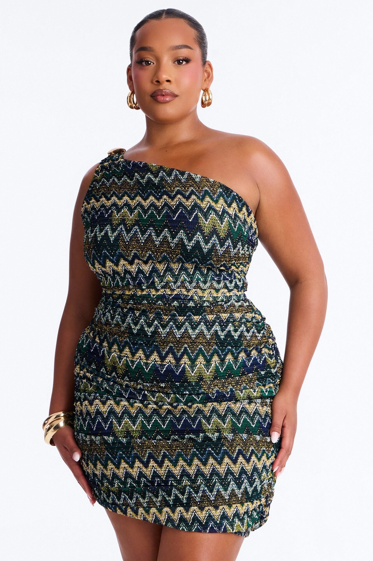 Shoreline Slay Chevron Crochet Mini Dress - Navy/combo